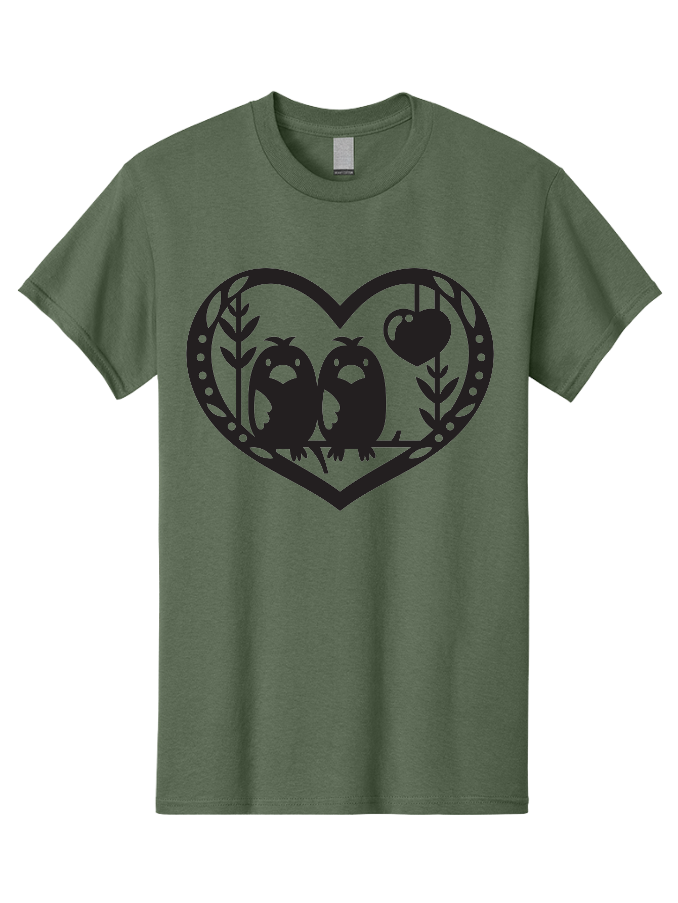 Love-Birds-1 Men'S Graphic Tee, 100% Cotton, Comfortable Casual Summer Wear, Machine Washable, Pair Of Birds Perched On Branch, Heart-Shaped Frame, Love Symbolism, Decorative Design, Minimalist Style, Simple Shapes, Cute Illustration, Aab291 19