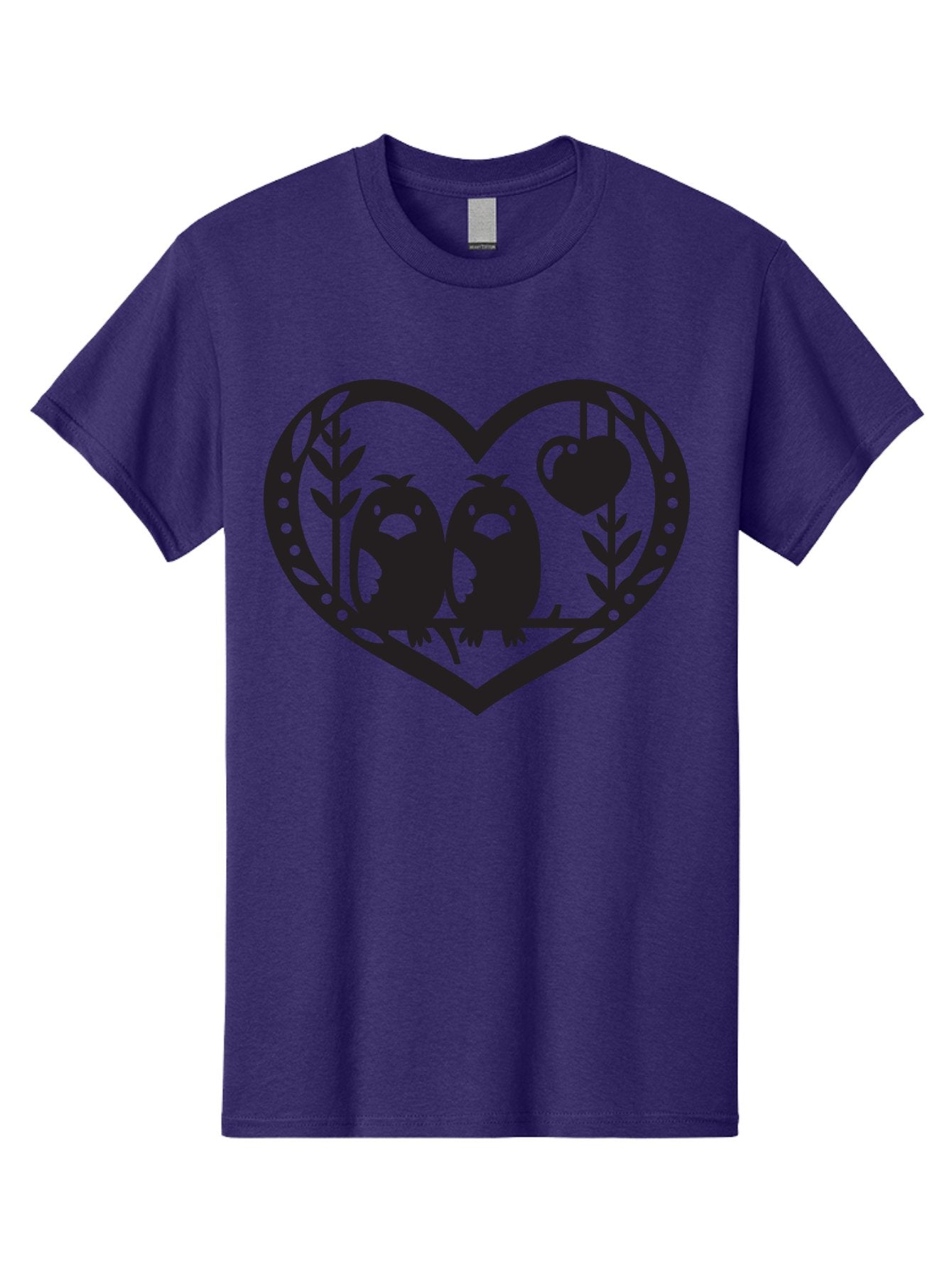 Love-Birds-1 Men'S Graphic Tee, 100% Cotton, Comfortable Casual Summer Wear, Machine Washable, Pair Of Birds Perched On Branch, Heart-Shaped Frame, Love Symbolism, Decorative Design, Minimalist Style, Simple Shapes, Cute Illustration, Aab291 12