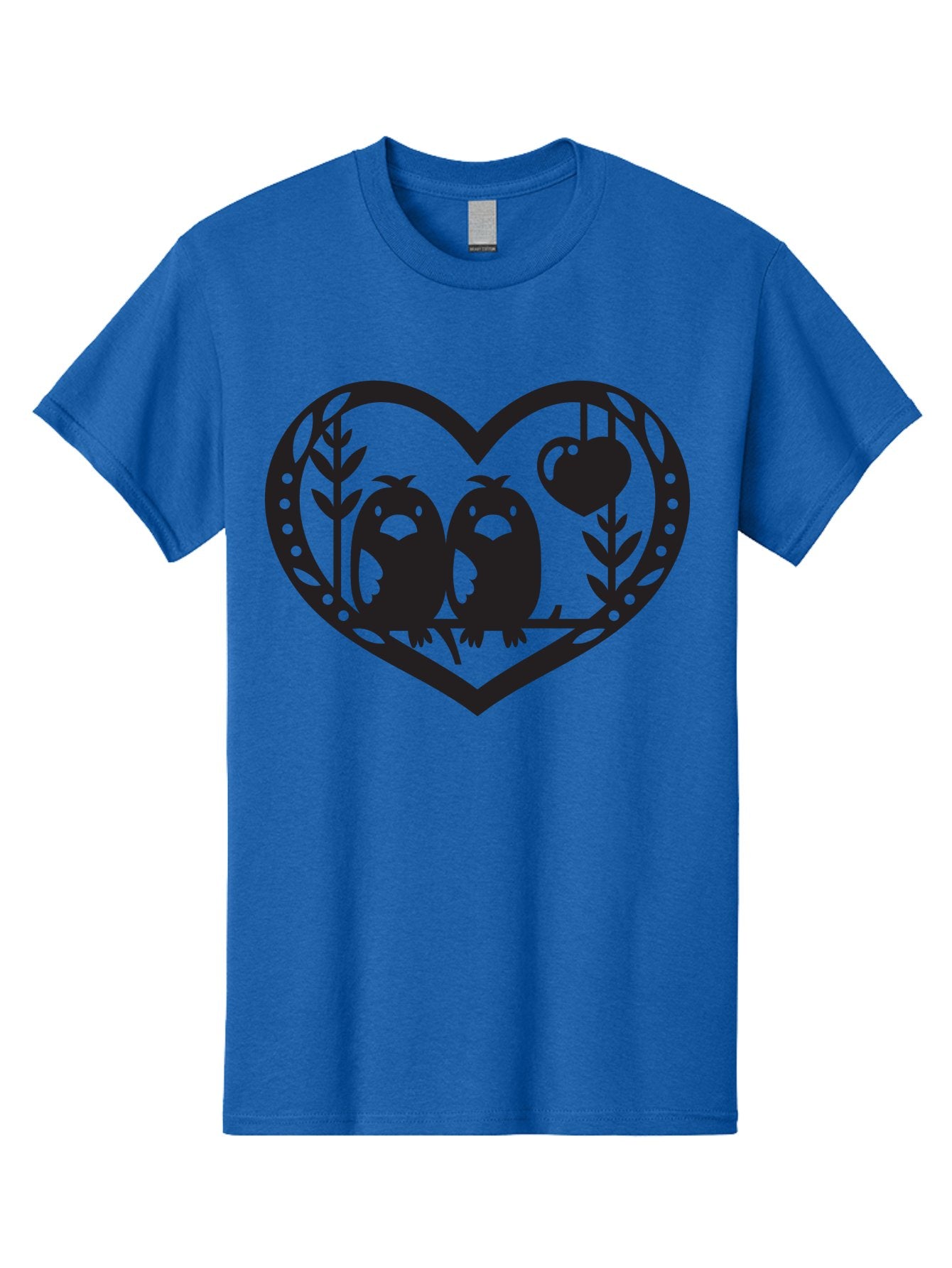 Love-Birds-1 Men'S Graphic Tee, 100% Cotton, Comfortable Casual Summer Wear, Machine Washable, Pair Of Birds Perched On Branch, Heart-Shaped Frame, Love Symbolism, Decorative Design, Minimalist Style, Simple Shapes, Cute Illustration, Aab291 10