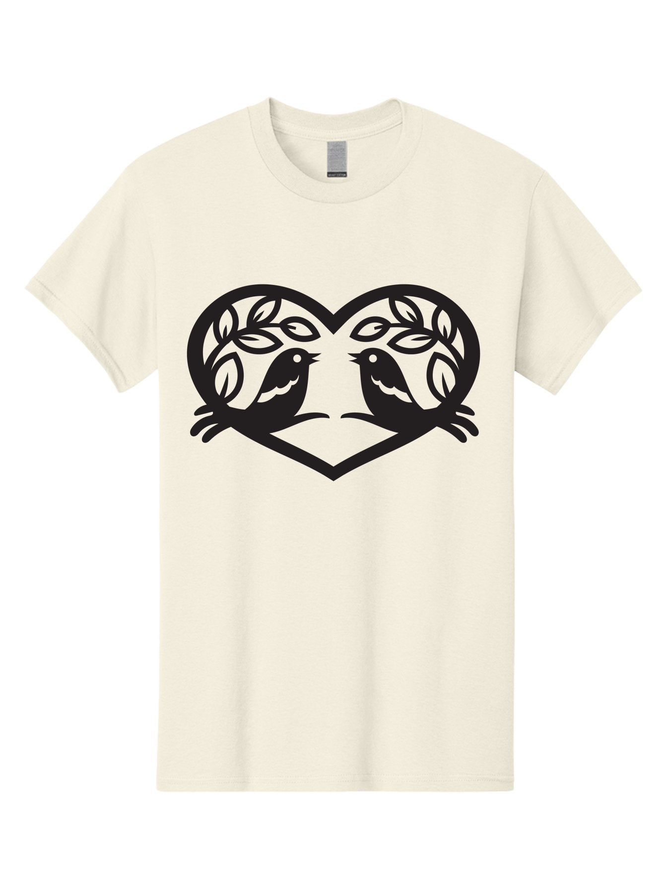 Love-Birds-Heart Men'S Graphic Tee, 100% Cotton, Comfortable Casual Summer Wear, Machine Washable, Love Birds, Heart Shape, Leafy Branches, Couple Birds, Tender Moment, Symbol Of Love, Peaceful Scene, Nature-Inspired Art Aab292 7