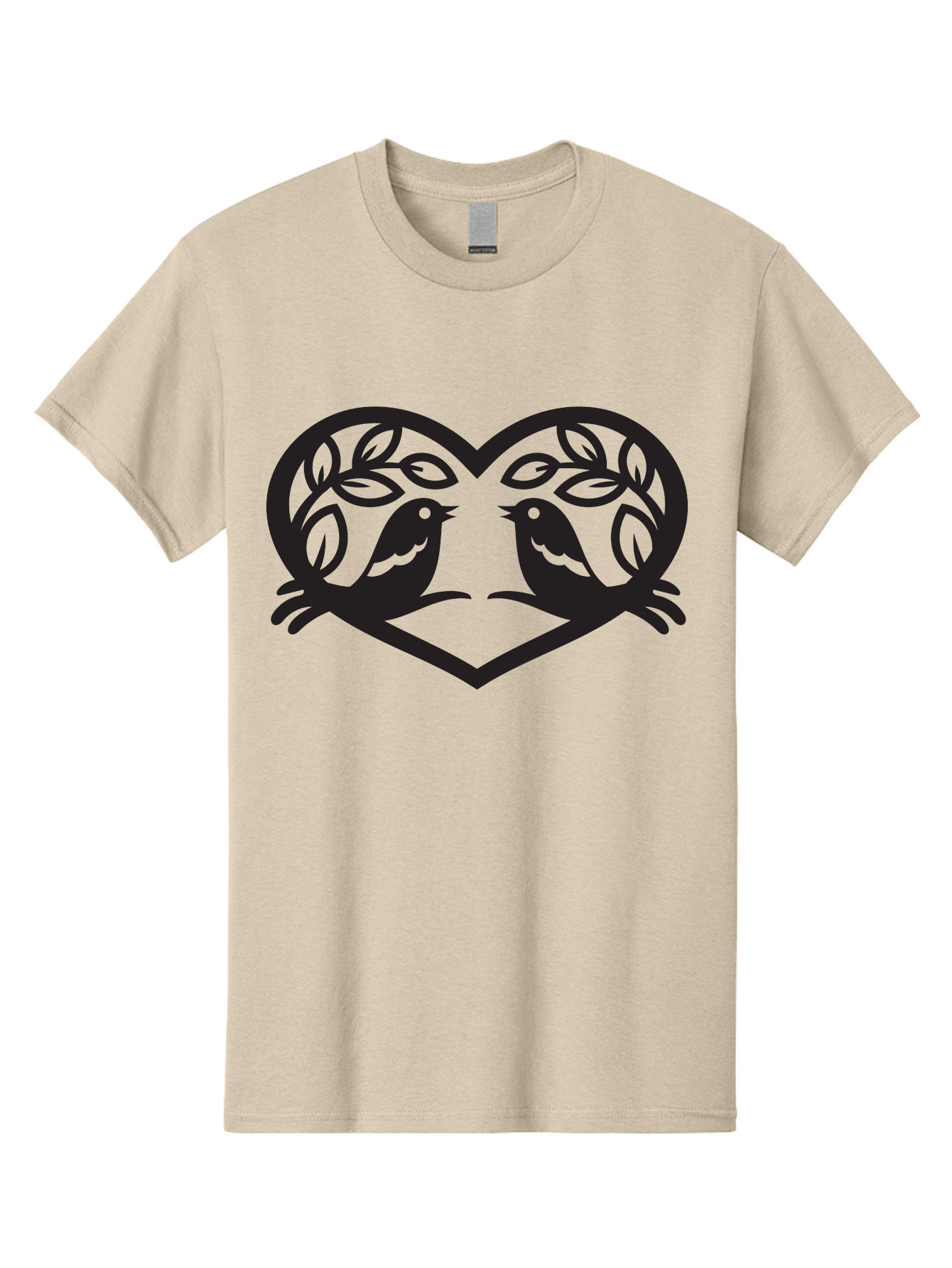 Love-Birds-Heart Men'S Graphic Tee, 100% Cotton, Comfortable Casual Summer Wear, Machine Washable, Love Birds, Heart Shape, Leafy Branches, Couple Birds, Tender Moment, Symbol Of Love, Peaceful Scene, Nature-Inspired Art Aab292 17