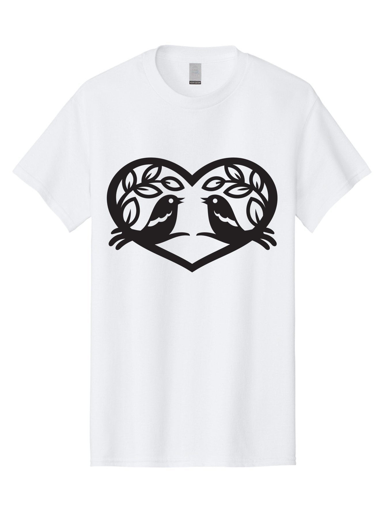 Love-Birds-Heart Men'S Graphic Tee, 100% Cotton, Comfortable Casual Summer Wear, Machine Washable, Love Birds, Heart Shape, Leafy Branches, Couple Birds, Tender Moment, Symbol Of Love, Peaceful Scene, Nature-Inspired Art Aab292 8