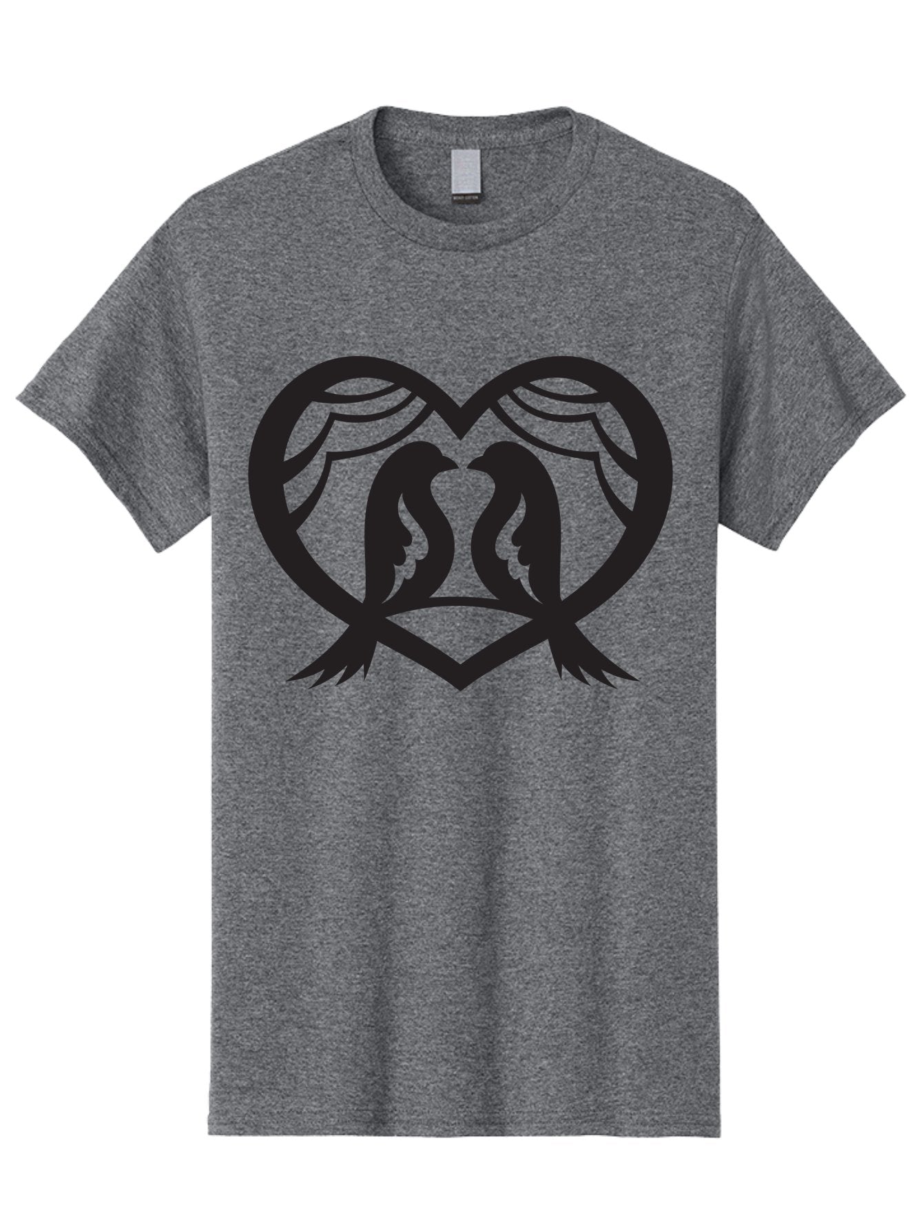 Love-Birds Men'S Graphic Tee, 100% Cotton, Comfortable Casual Summer Wear, Machine Washable, Two Doves, Doves Kissing, Heart Shape, Symbol Of Love, Peaceful Doves, Love Birds, Heart Symbol, Gentle Creatures, Symbolic Art, Dove Hearts Aab293 5