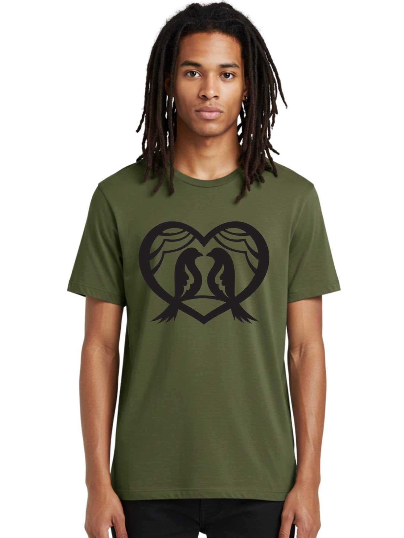 Love-Birds Men'S Graphic Tee, 100% Cotton, Comfortable Casual Summer Wear, Machine Washable, Two Doves, Doves Kissing, Heart Shape, Symbol Of Love, Peaceful Doves, Love Birds, Heart Symbol, Gentle Creatures, Symbolic Art, Dove Hearts Aab293 20