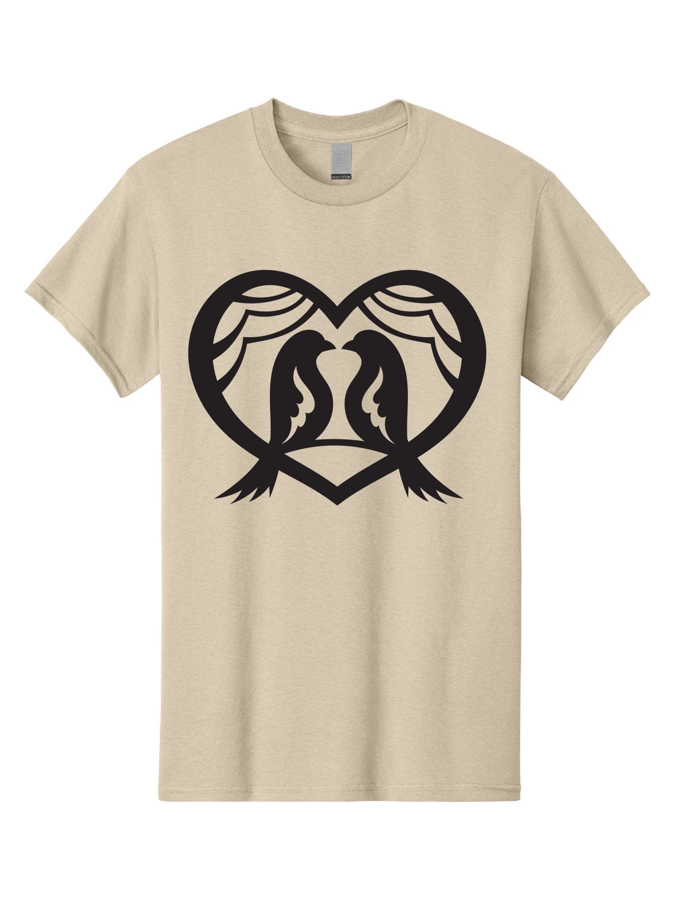 Love-Birds Men'S Graphic Tee, 100% Cotton, Comfortable Casual Summer Wear, Machine Washable, Two Doves, Doves Kissing, Heart Shape, Symbol Of Love, Peaceful Doves, Love Birds, Heart Symbol, Gentle Creatures, Symbolic Art, Dove Hearts Aab293 7