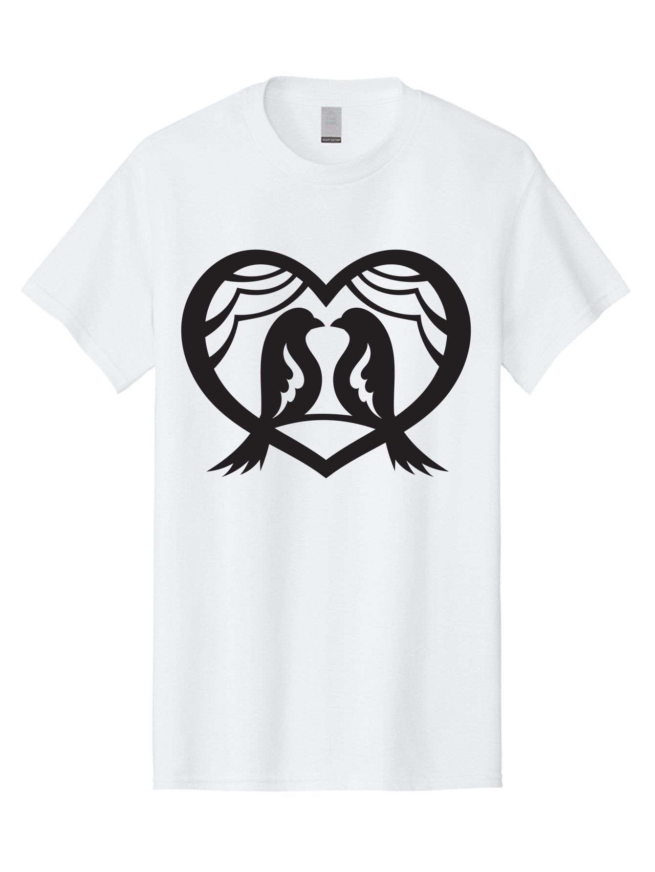 Love-Birds Men'S Graphic Tee, 100% Cotton, Comfortable Casual Summer Wear, Machine Washable, Two Doves, Doves Kissing, Heart Shape, Symbol Of Love, Peaceful Doves, Love Birds, Heart Symbol, Gentle Creatures, Symbolic Art, Dove Hearts Aab293 11