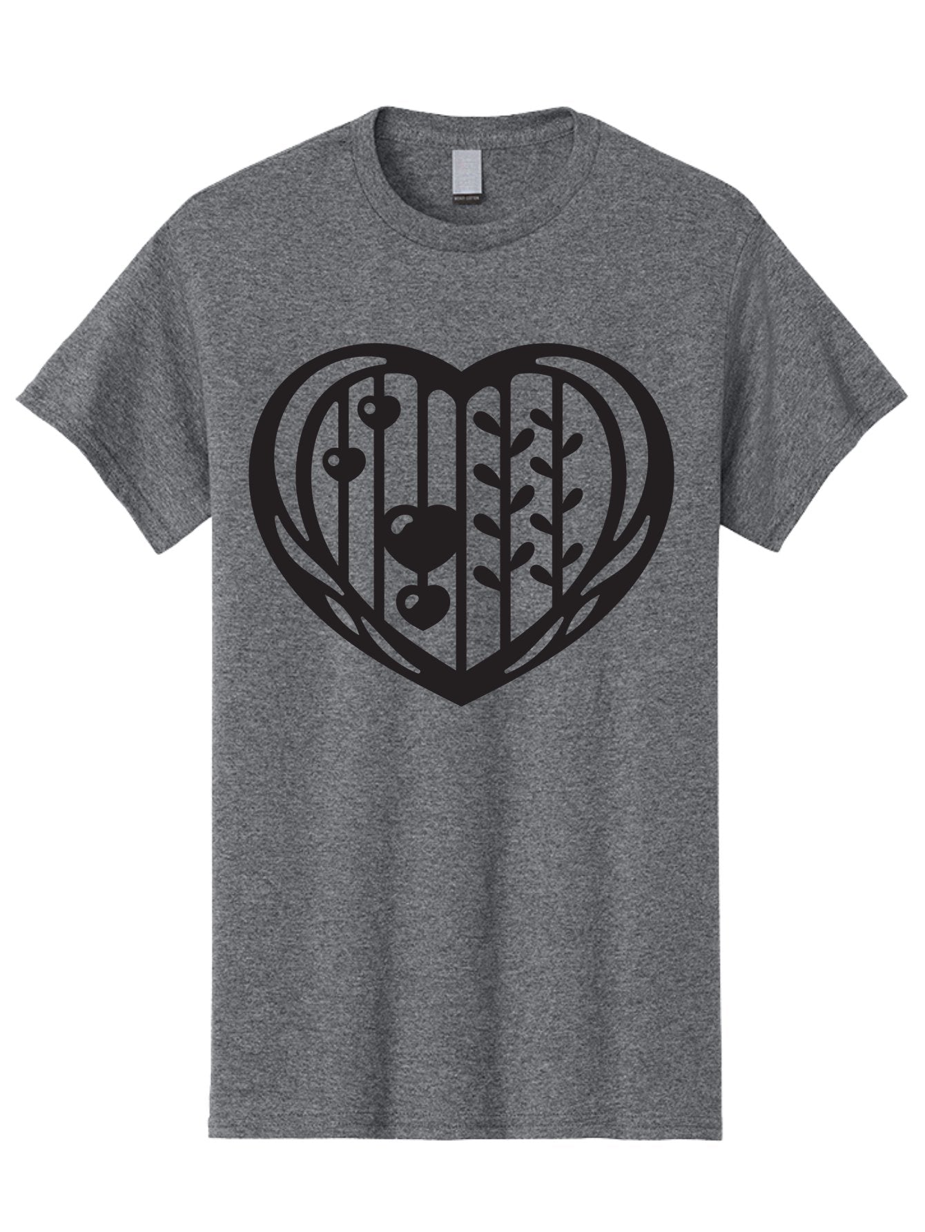 Mobile-Cage-Heart Men'S Graphic Tee, 100% Cotton, Comfortable Casual Summer Wear, Machine Washable, Heart-Shaped Cage, Bird Trapped, Love Symbol, Restricted Freedom, Emotional Confinement, Symbol Of Love, Heart, Birdcage Aab295 4