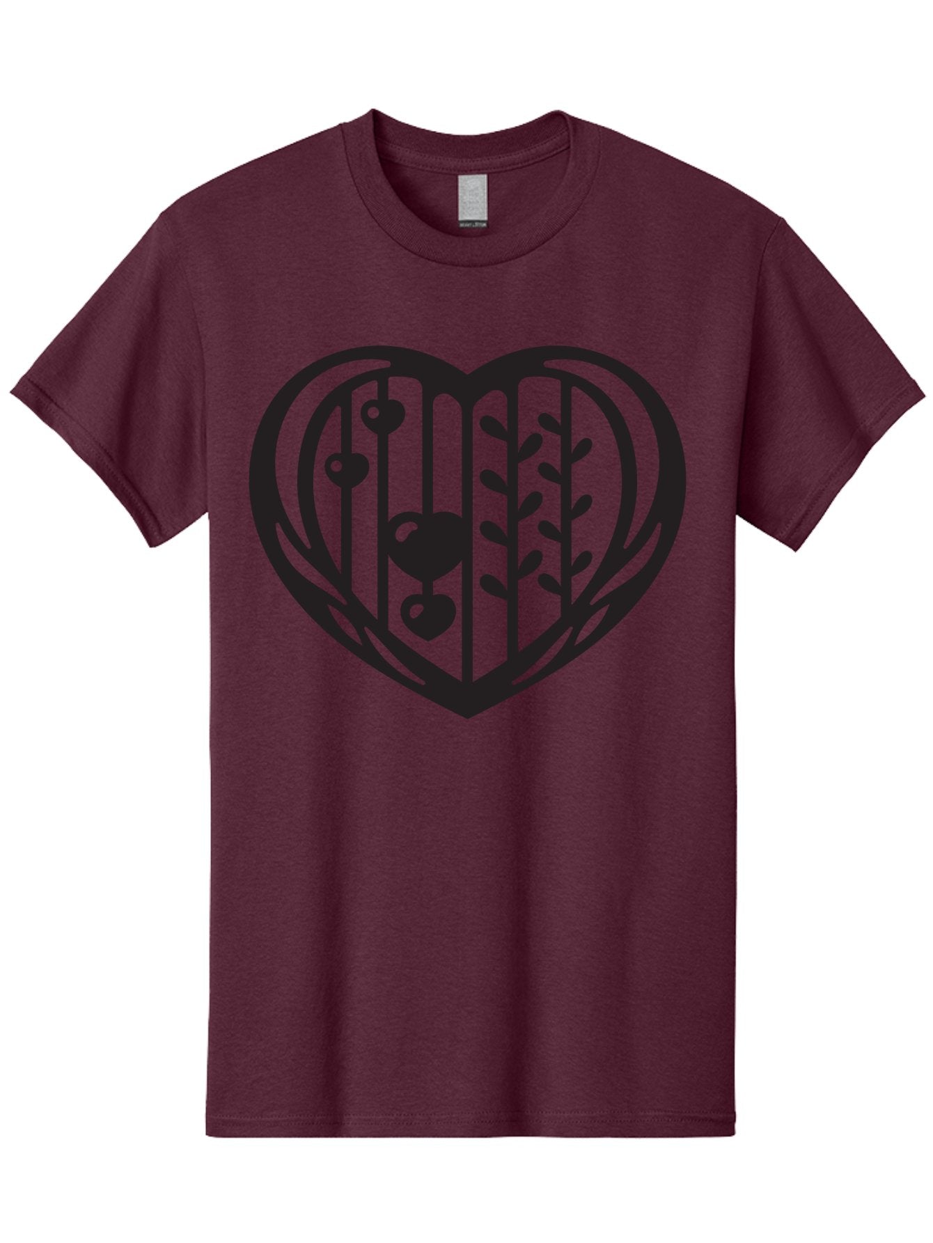 Mobile-Cage-Heart Men'S Graphic Tee, 100% Cotton, Comfortable Casual Summer Wear, Machine Washable, Heart-Shaped Cage, Bird Trapped, Love Symbol, Restricted Freedom, Emotional Confinement, Symbol Of Love, Heart, Birdcage Aab295 6