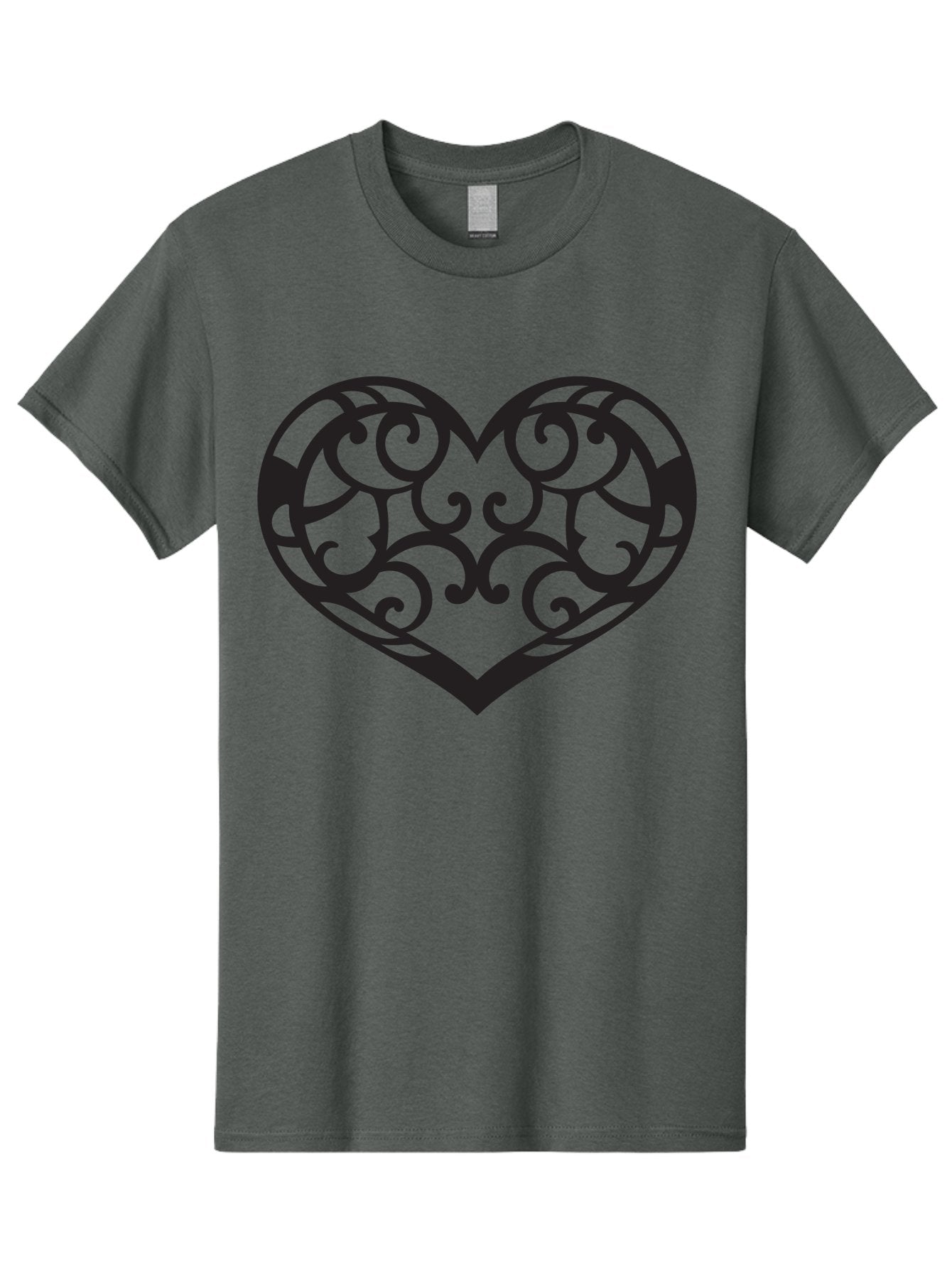 Ornate-Heart Men'S Graphic Tee, 100% Cotton, Comfortable Casual Summer Wear, Machine Washable, Ornate Heart Design, Swirling Patterns, Intricate Details, Symbolic Love, Decorative Art, Valentines Day Theme, Filigree Heart Aab296 4