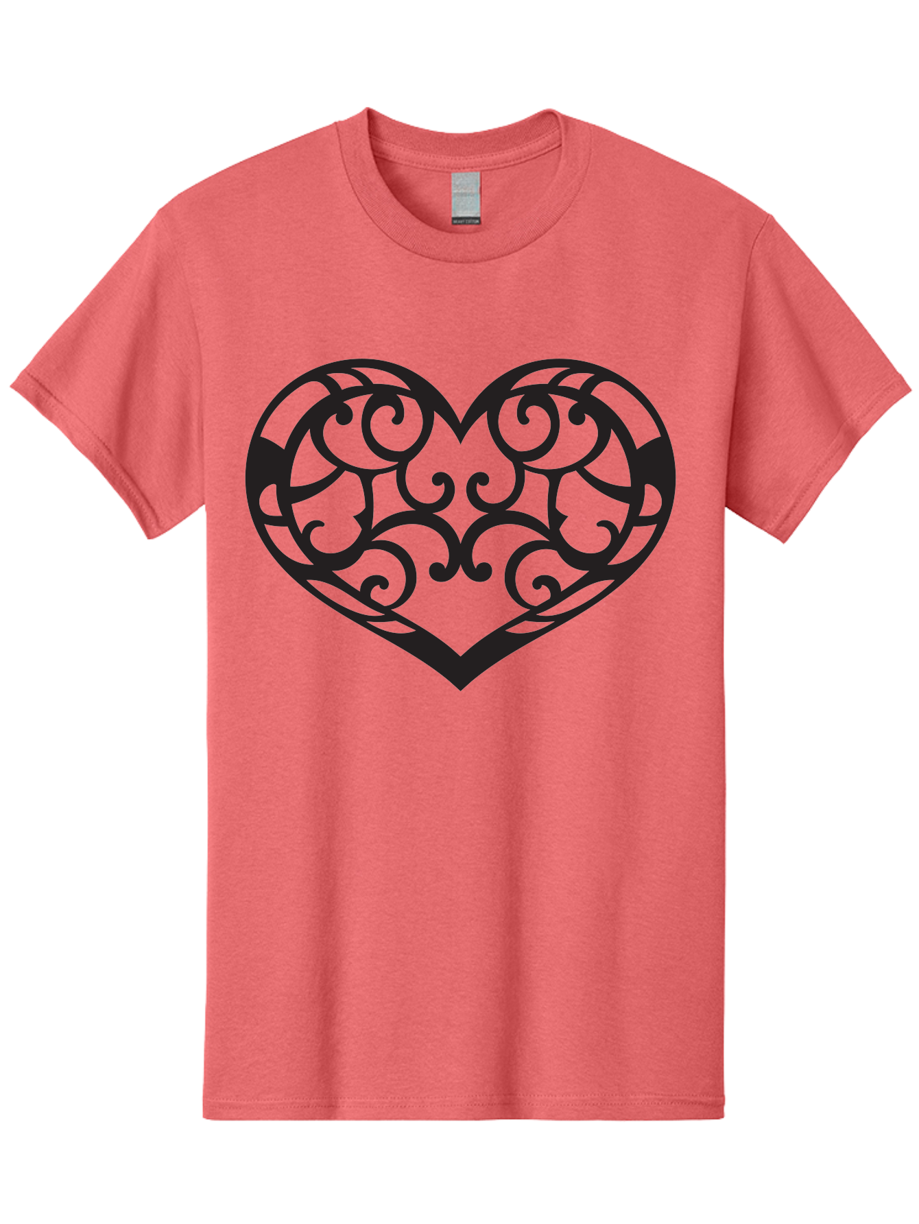 Ornate-Heart Men'S Graphic Tee, 100% Cotton, Comfortable Casual Summer Wear, Machine Washable, Ornate Heart Design, Swirling Patterns, Intricate Details, Symbolic Love, Decorative Art, Valentines Day Theme, Filigree Heart Aab296 9