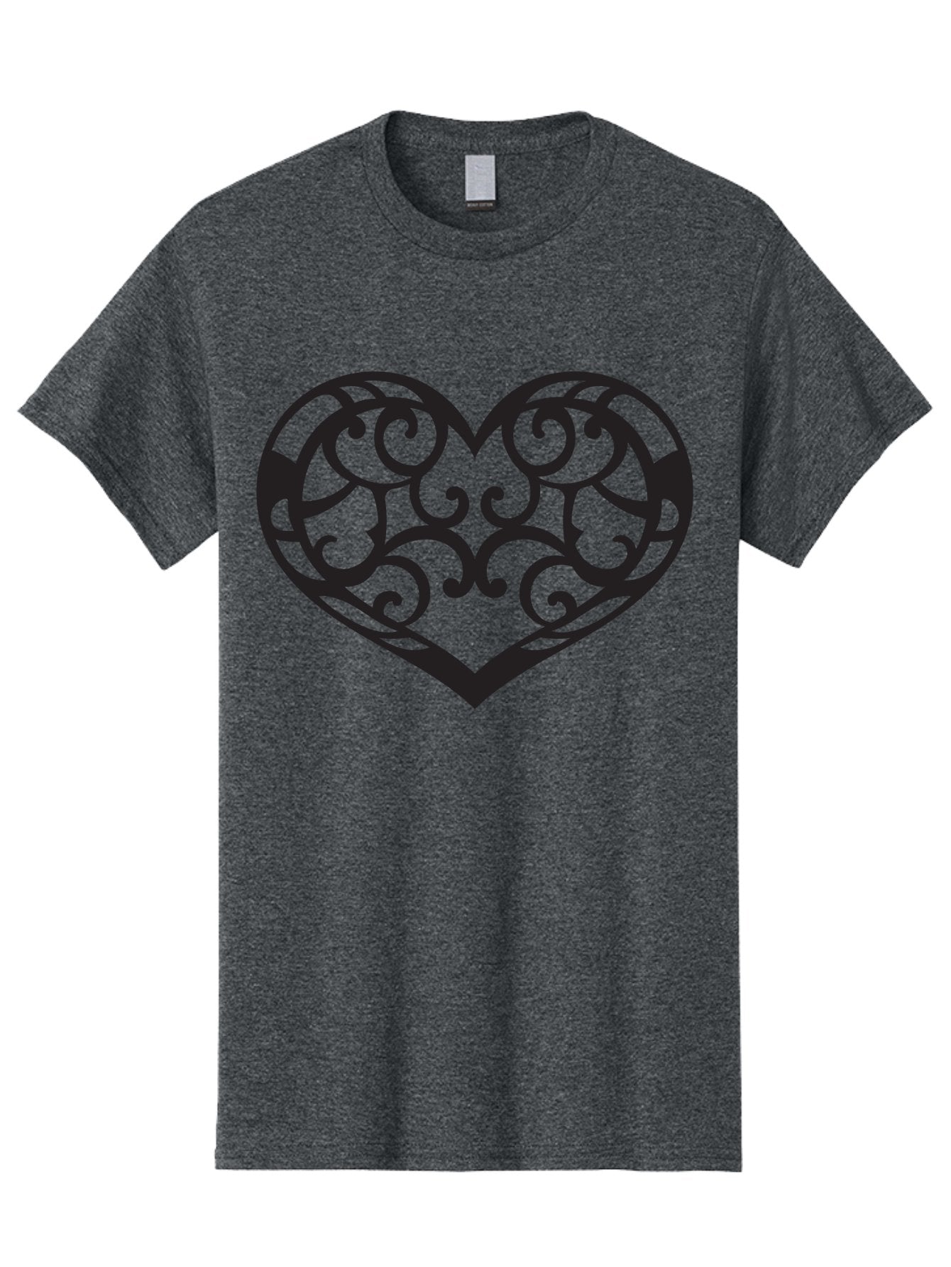 Ornate-Heart Men'S Graphic Tee, 100% Cotton, Comfortable Casual Summer Wear, Machine Washable, Ornate Heart Design, Swirling Patterns, Intricate Details, Symbolic Love, Decorative Art, Valentines Day Theme, Filigree Heart Aab296 14