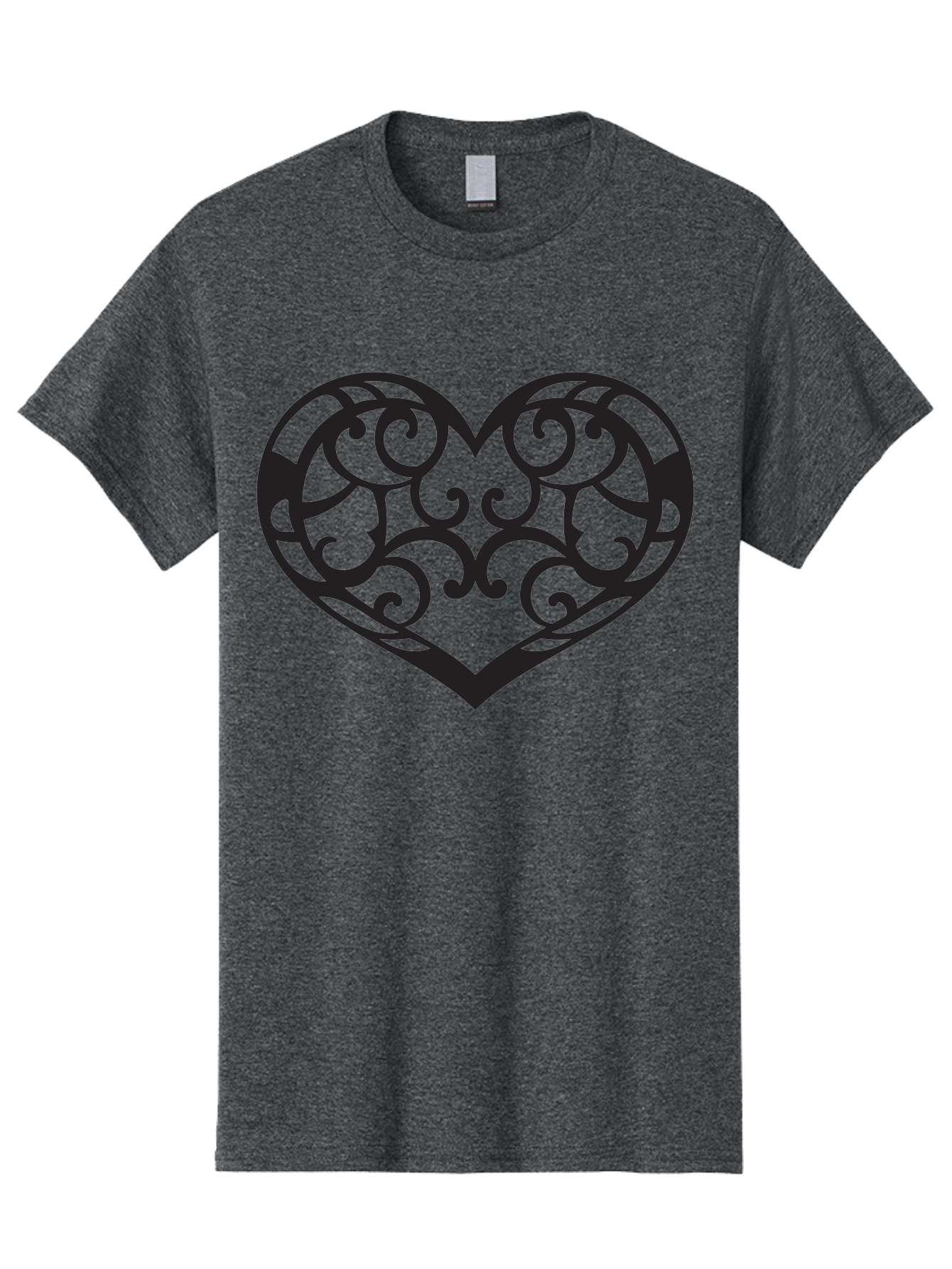 Ornate-Heart Men'S Graphic Tee, 100% Cotton, Comfortable Casual Summer Wear, Machine Washable, Ornate Heart Design, Swirling Patterns, Intricate Details, Symbolic Love, Decorative Art, Valentines Day Theme, Filigree Heart Aab296 3