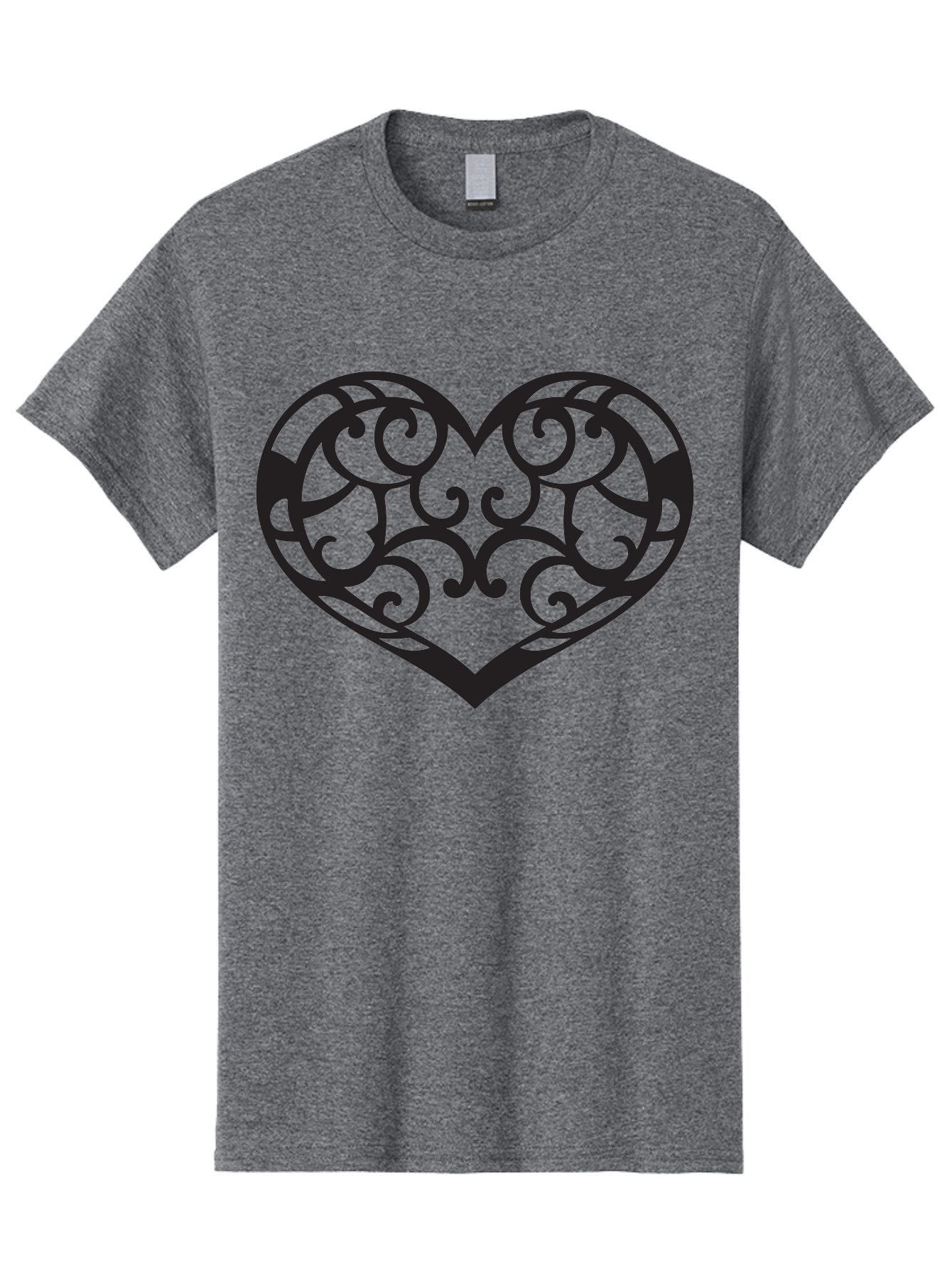 Ornate-Heart Men'S Graphic Tee, 100% Cotton, Comfortable Casual Summer Wear, Machine Washable, Ornate Heart Design, Swirling Patterns, Intricate Details, Symbolic Love, Decorative Art, Valentines Day Theme, Filigree Heart Aab296 27