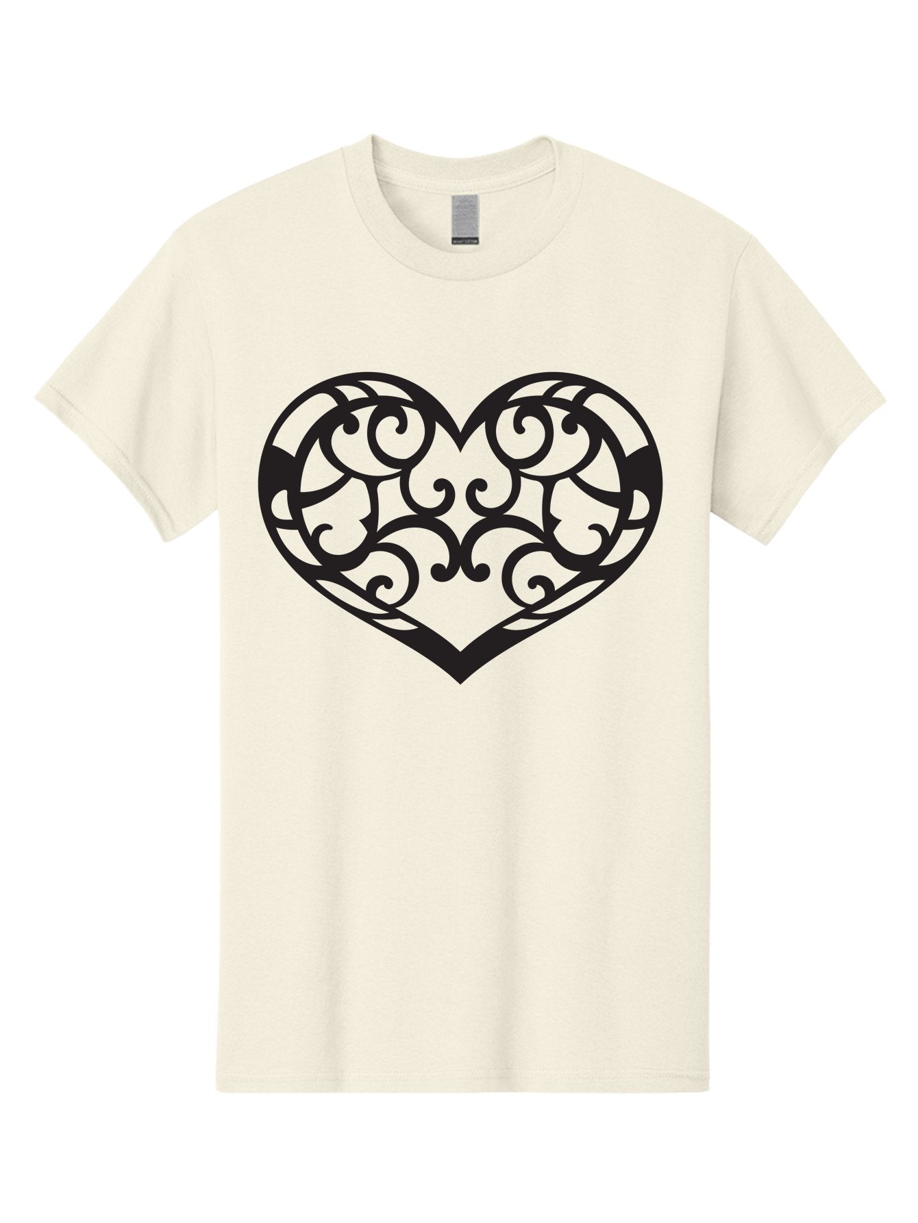 Ornate-Heart Men'S Graphic Tee, 100% Cotton, Comfortable Casual Summer Wear, Machine Washable, Ornate Heart Design, Swirling Patterns, Intricate Details, Symbolic Love, Decorative Art, Valentines Day Theme, Filigree Heart Aab296 3