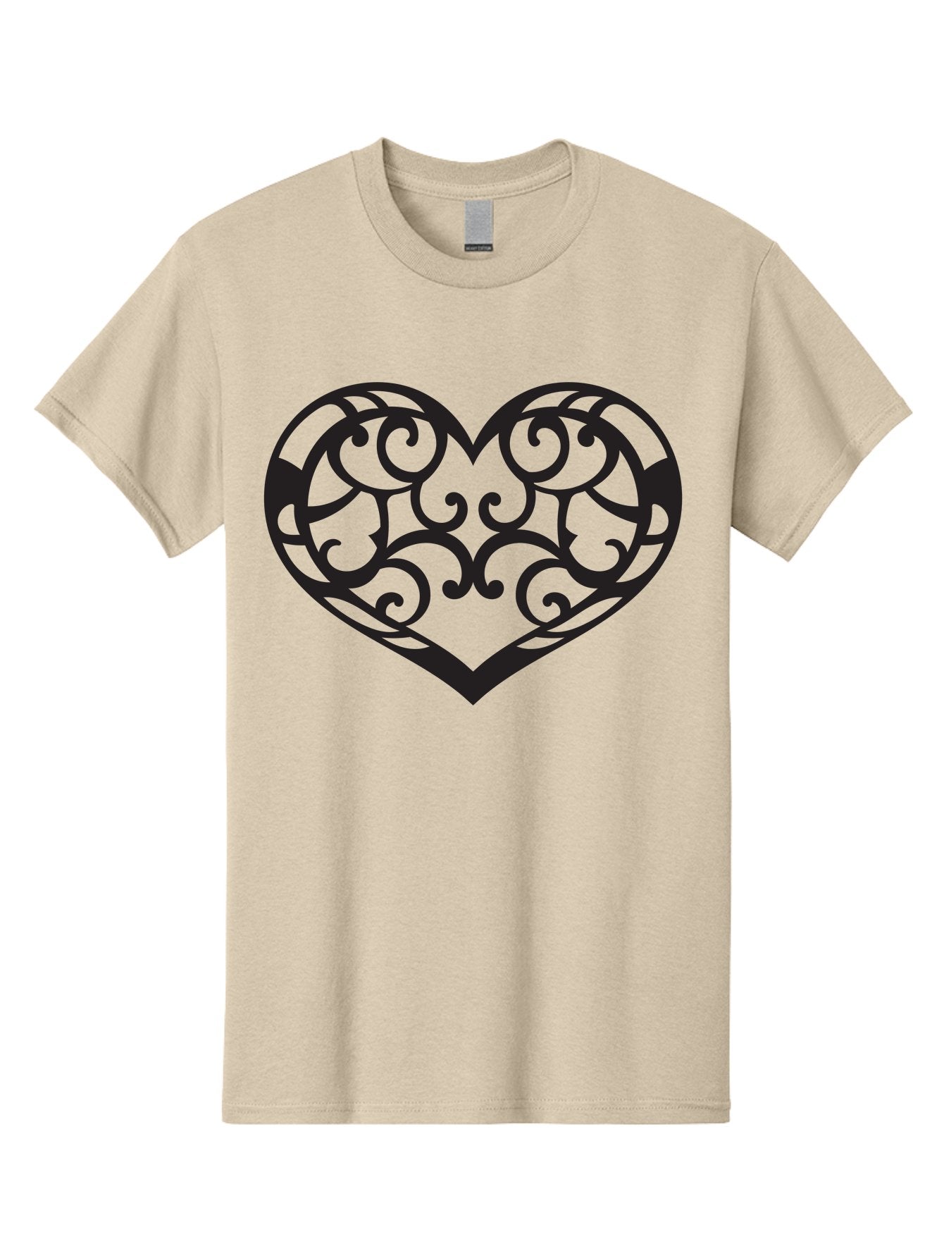Ornate-Heart Men'S Graphic Tee, 100% Cotton, Comfortable Casual Summer Wear, Machine Washable, Ornate Heart Design, Swirling Patterns, Intricate Details, Symbolic Love, Decorative Art, Valentines Day Theme, Filigree Heart Aab296 8