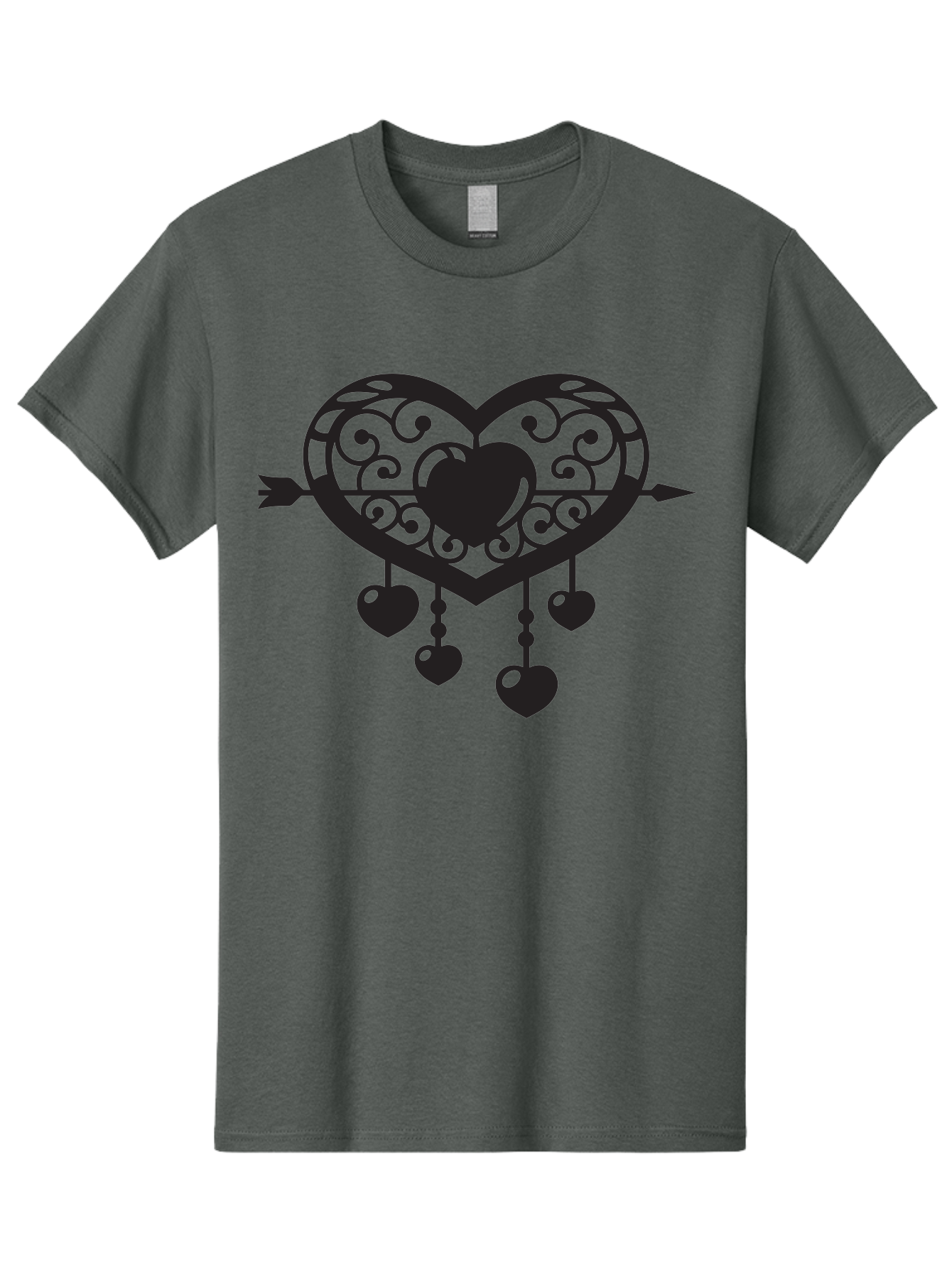 Pierced-Ornate-Heart Men'S Graphic Tee, 100% Cotton, Comfortable Casual Summer Wear, Machine Washable, Heart Pierced By Arrow, Ornate Heart Design, Dangling Hearts, Symbolic Love, Valentines Day Theme, Decorative Hearts, Romantic Gesture, Aab297 3