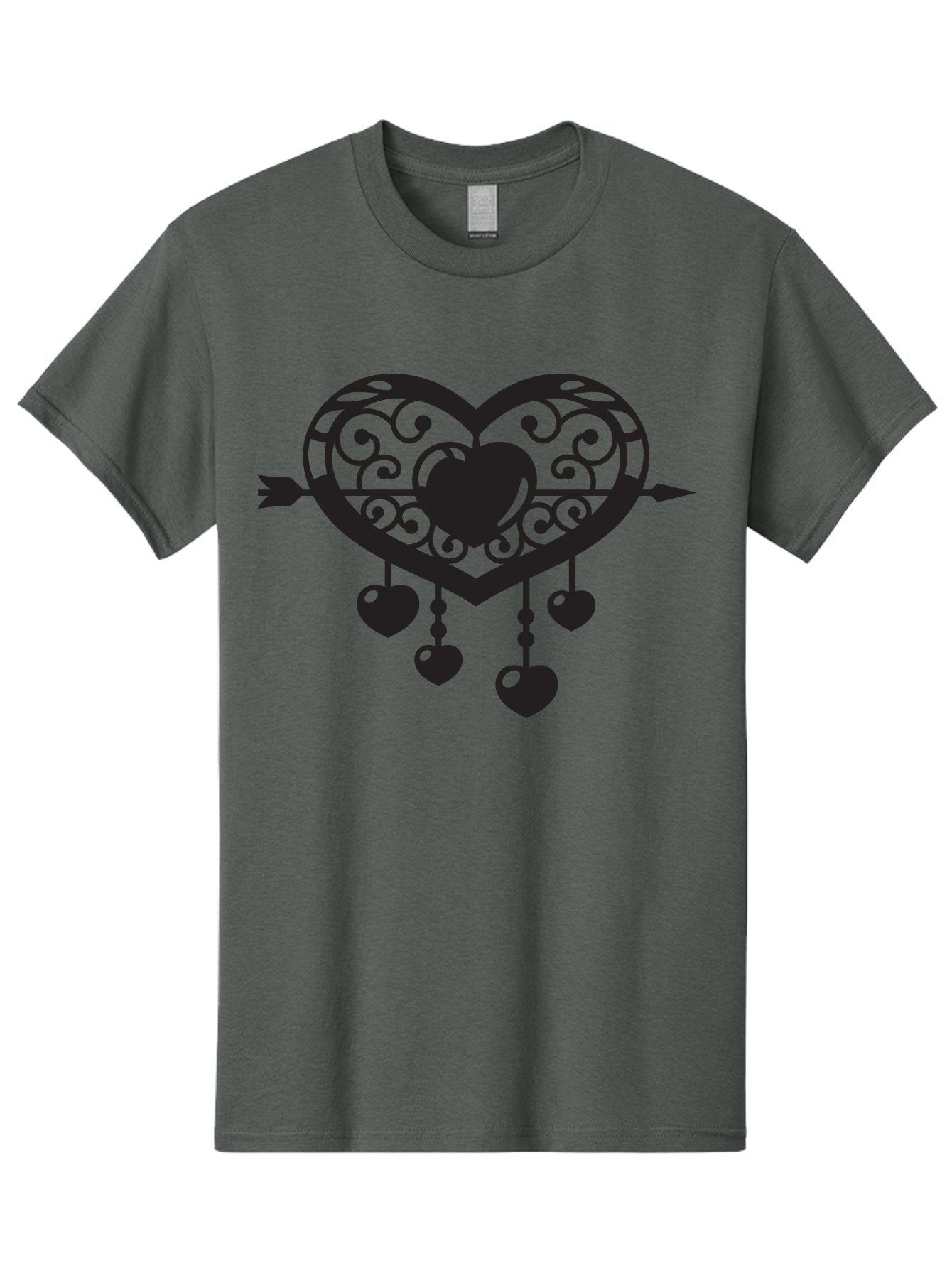 Pierced-Ornate-Heart Men'S Graphic Tee, 100% Cotton, Comfortable Casual Summer Wear, Machine Washable, Heart Pierced By Arrow, Ornate Heart Design, Dangling Hearts, Symbolic Love, Valentines Day Theme, Decorative Hearts, Romantic Gesture, Aab297 14