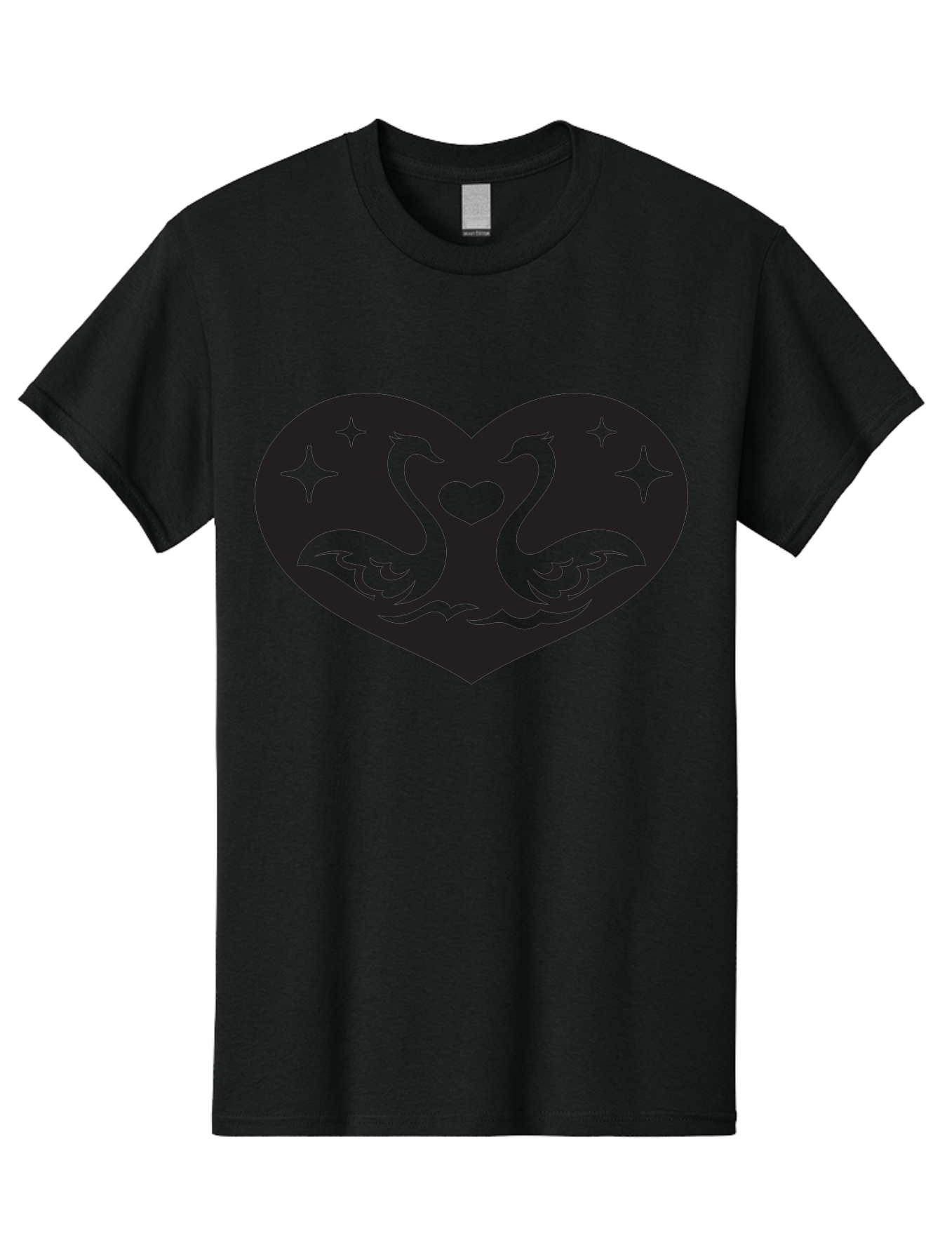 Swans-And-Heart Men'S Graphic Tee, 100% Cotton, Comfortable Casual Summer Wear, Machine Washable, Two Swans Forming A Heart Shape, Love Symbol, Swan Illustration, Heart-Shaped Graphic, Romantic Emblem, Starry Design, Whimsical Art, Love Art, Aab298 19