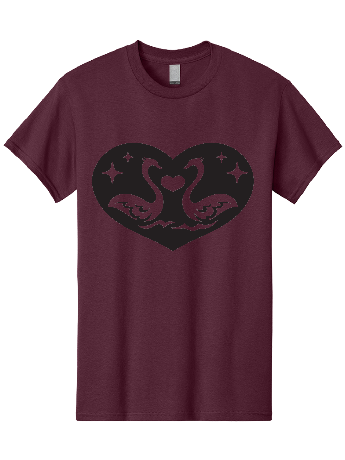 Swans-And-Heart Men'S Graphic Tee, 100% Cotton, Comfortable Casual Summer Wear, Machine Washable, Two Swans Forming A Heart Shape, Love Symbol, Swan Illustration, Heart-Shaped Graphic, Romantic Emblem, Starry Design, Whimsical Art, Love Art, Aab298 27