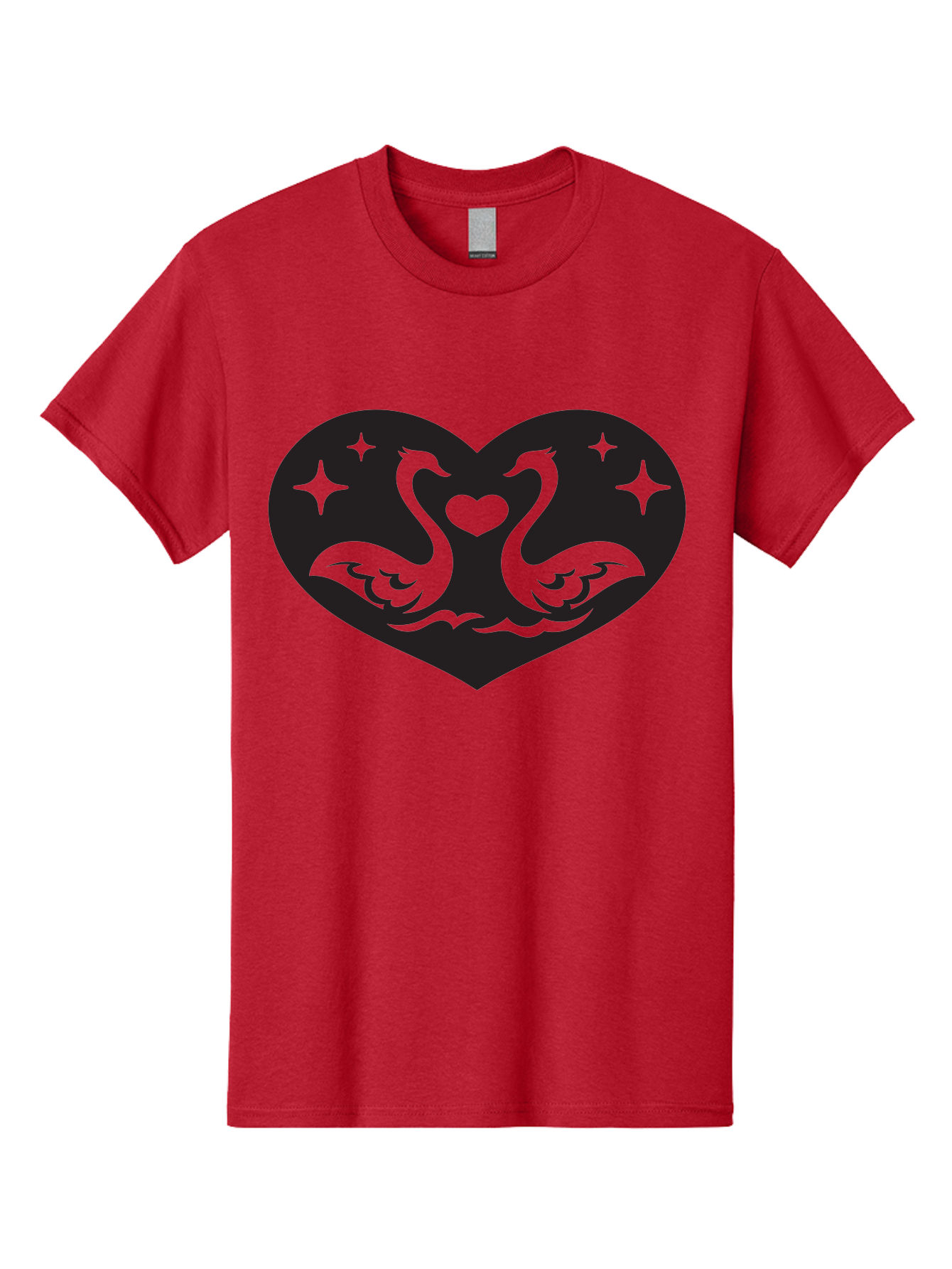 Swans-And-Heart Men'S Graphic Tee, 100% Cotton, Comfortable Casual Summer Wear, Machine Washable, Two Swans Forming A Heart Shape, Love Symbol, Swan Illustration, Heart-Shaped Graphic, Romantic Emblem, Starry Design, Whimsical Art, Love Art, Aab298 7