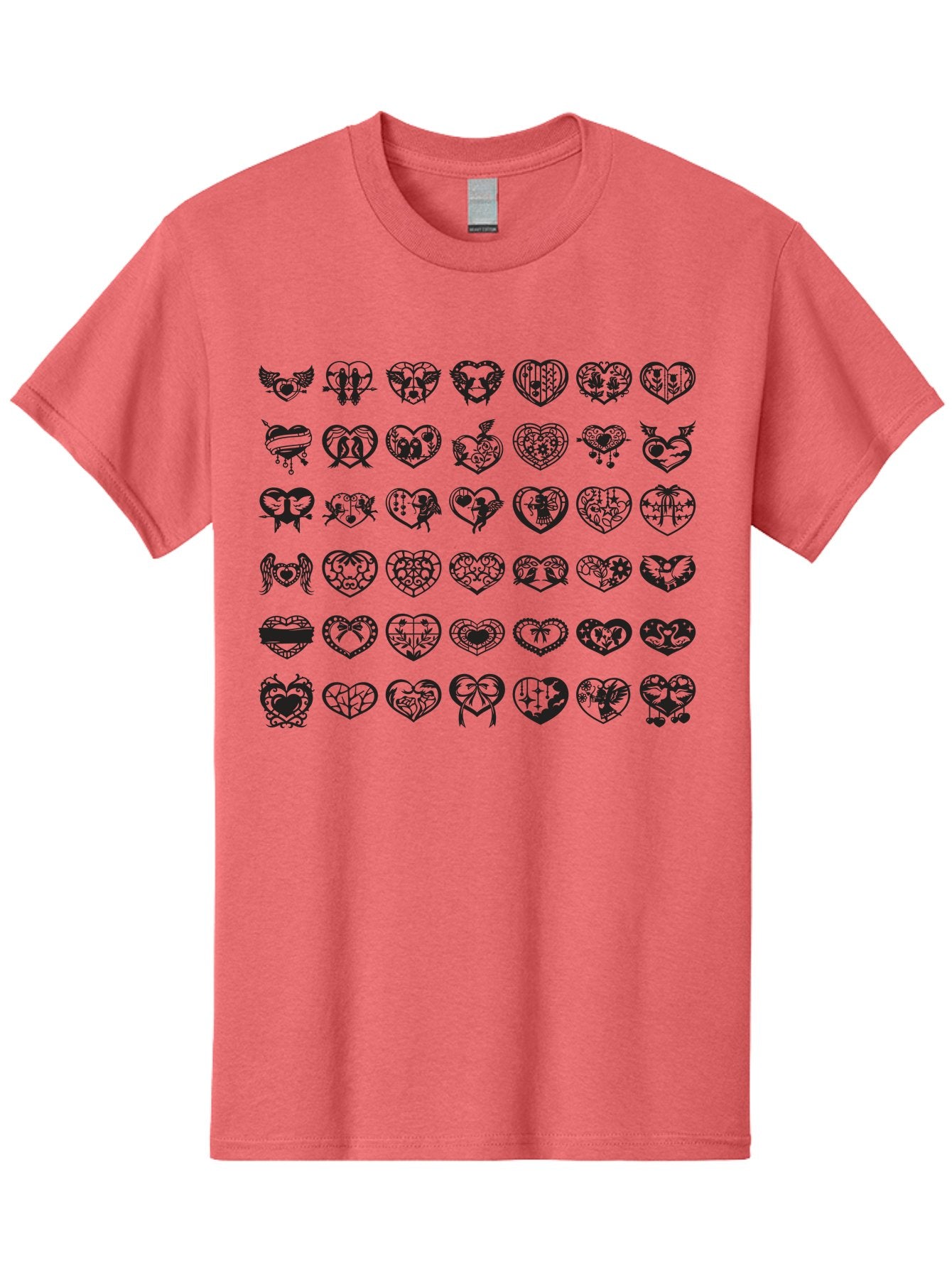 Tattooed-Hearts Men'S Graphic Tee, 100% Cotton, Comfortable Casual Summer Wear, Machine Washable, Tattoo Designs, Heart Shapes, Black Ink, Various Patterns, Symbolic Art, Heart Graphics, Tattoo Inspiration, Body Art, Symbolic Hearts, Aab299 5