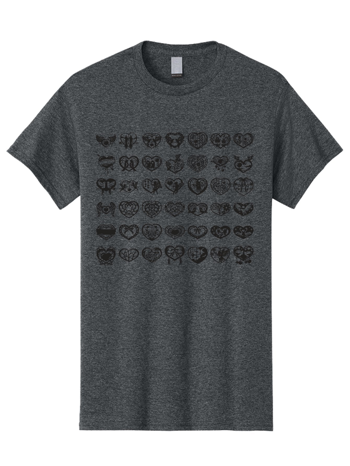 Tattooed-Hearts Men'S Graphic Tee, 100% Cotton, Comfortable Casual Summer Wear, Machine Washable, Tattoo Designs, Heart Shapes, Black Ink, Various Patterns, Symbolic Art, Heart Graphics, Tattoo Inspiration, Body Art, Symbolic Hearts, Aab299 4