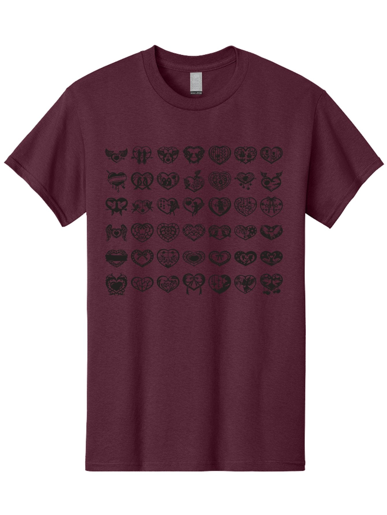 Tattooed-Hearts Men'S Graphic Tee, 100% Cotton, Comfortable Casual Summer Wear, Machine Washable, Tattoo Designs, Heart Shapes, Black Ink, Various Patterns, Symbolic Art, Heart Graphics, Tattoo Inspiration, Body Art, Symbolic Hearts, Aab299 6