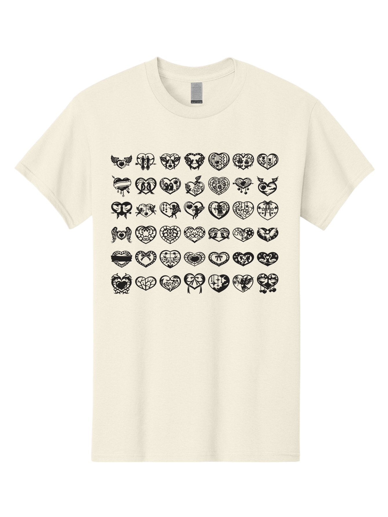 Tattooed-Hearts Men'S Graphic Tee, 100% Cotton, Comfortable Casual Summer Wear, Machine Washable, Tattoo Designs, Heart Shapes, Black Ink, Various Patterns, Symbolic Art, Heart Graphics, Tattoo Inspiration, Body Art, Symbolic Hearts, Aab299 12