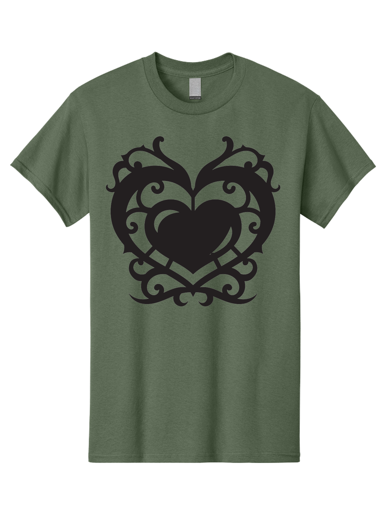Tribal-Heart Men'S Graphic Tee, 100% Cotton, Comfortable Casual Summer Wear, Machine Washable, Heart Symbol, Decorative Heart, Gothic Design, Intricate Patterns, Filigree Art, Symbolic Love, Ornate Details, Heart Shape, Elegant Design, Aab300 15