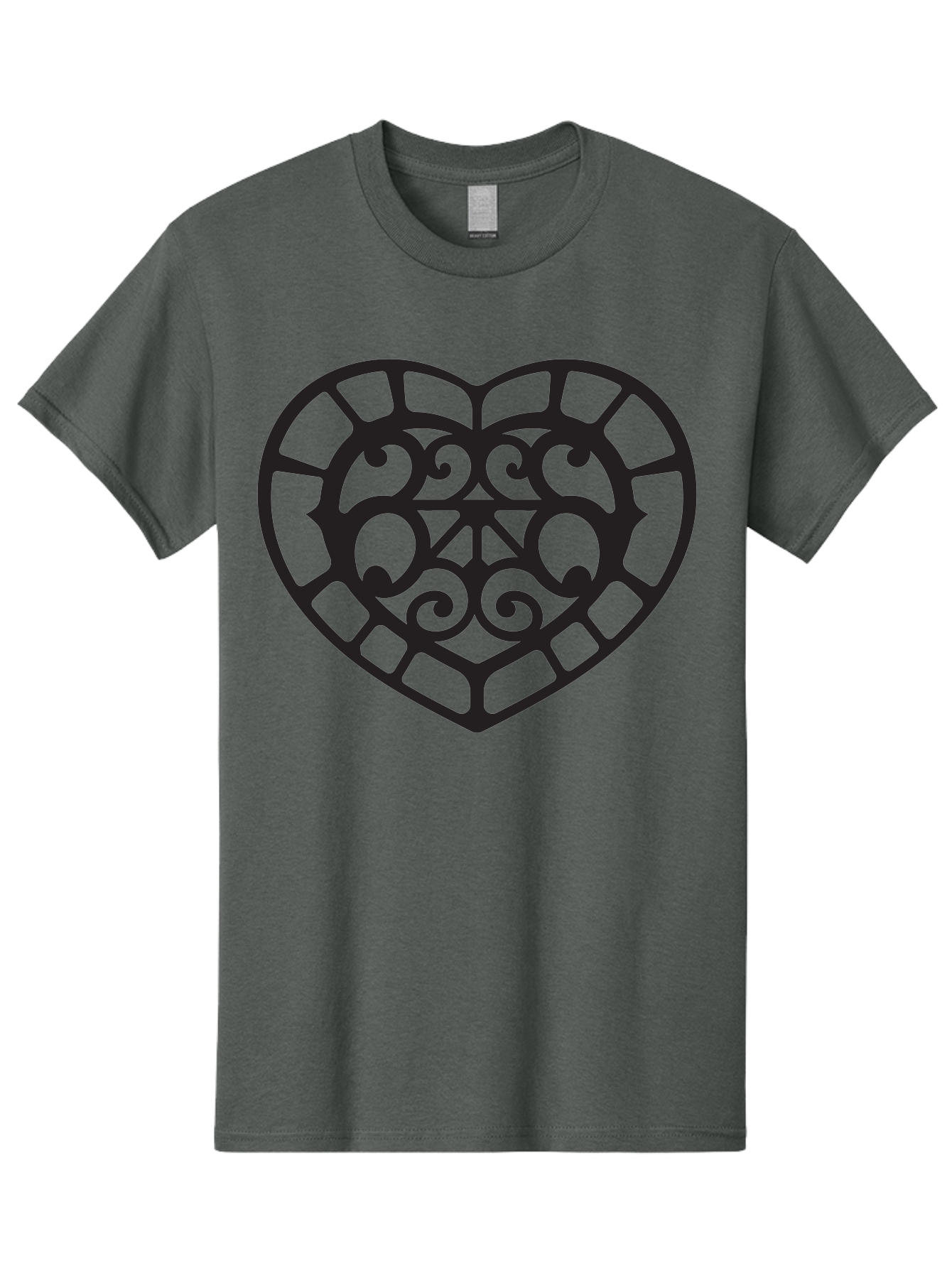 Tricolor-Heart Men'S Graphic Tee, 100% Cotton, Comfortable Casual Summer Wear, Machine Washable, Stained Glass Heart, Decorative Heart, Intricate Design, Swirling Patterns, Heart Shape, Love Symbol, Ornate Details, Glass Art, Heart Icon Aab301 3