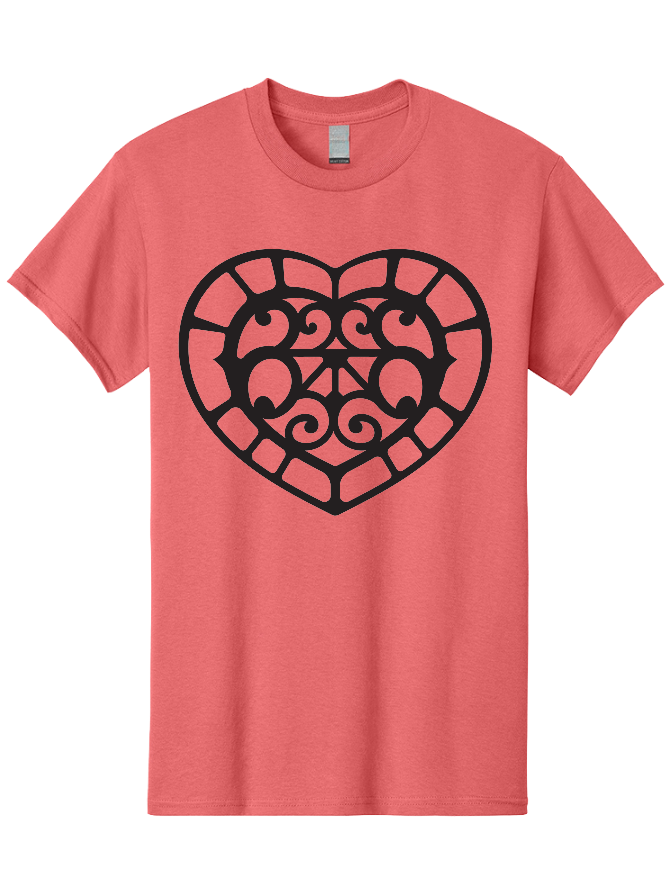 Tricolor-Heart Men'S Graphic Tee, 100% Cotton, Comfortable Casual Summer Wear, Machine Washable, Stained Glass Heart, Decorative Heart, Intricate Design, Swirling Patterns, Heart Shape, Love Symbol, Ornate Details, Glass Art, Heart Icon Aab301 11