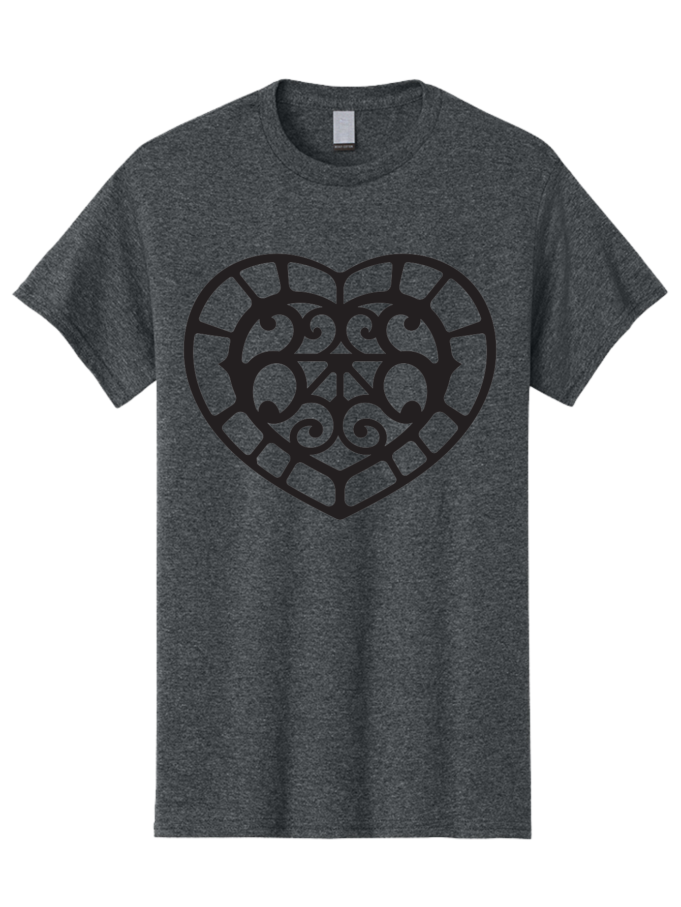Tricolor-Heart Men'S Graphic Tee, 100% Cotton, Comfortable Casual Summer Wear, Machine Washable, Stained Glass Heart, Decorative Heart, Intricate Design, Swirling Patterns, Heart Shape, Love Symbol, Ornate Details, Glass Art, Heart Icon Aab301 29