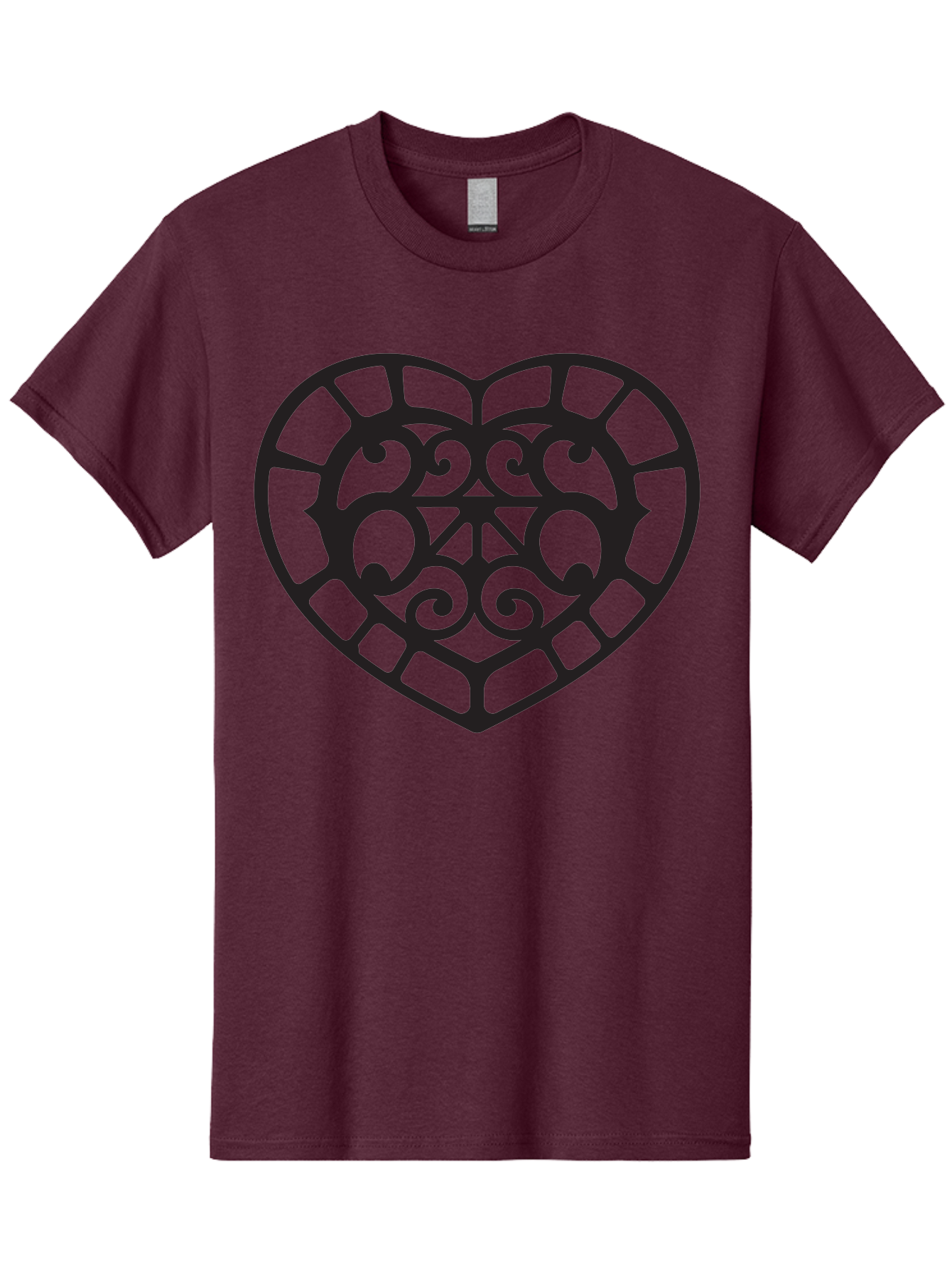 Tricolor-Heart Men'S Graphic Tee, 100% Cotton, Comfortable Casual Summer Wear, Machine Washable, Stained Glass Heart, Decorative Heart, Intricate Design, Swirling Patterns, Heart Shape, Love Symbol, Ornate Details, Glass Art, Heart Icon Aab301 25