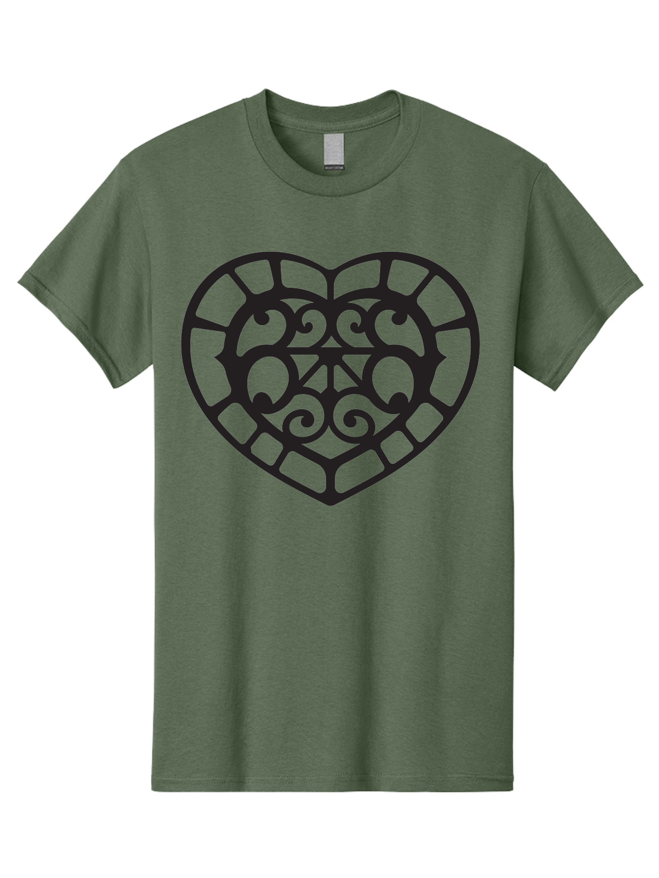 Tricolor-Heart Men'S Graphic Tee, 100% Cotton, Comfortable Casual Summer Wear, Machine Washable, Stained Glass Heart, Decorative Heart, Intricate Design, Swirling Patterns, Heart Shape, Love Symbol, Ornate Details, Glass Art, Heart Icon Aab301 21