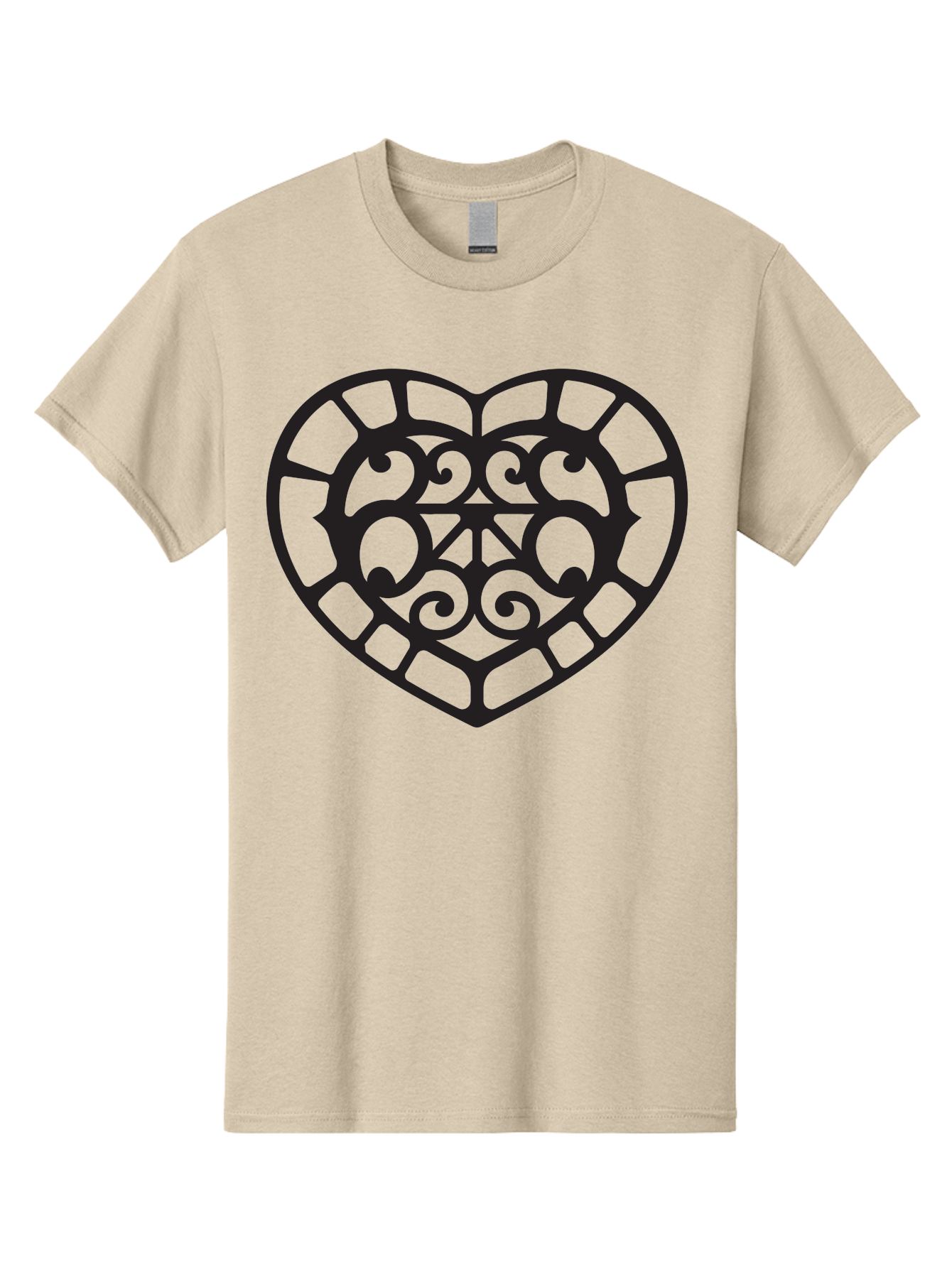 Tricolor-Heart Men'S Graphic Tee, 100% Cotton, Comfortable Casual Summer Wear, Machine Washable, Stained Glass Heart, Decorative Heart, Intricate Design, Swirling Patterns, Heart Shape, Love Symbol, Ornate Details, Glass Art, Heart Icon Aab301 9