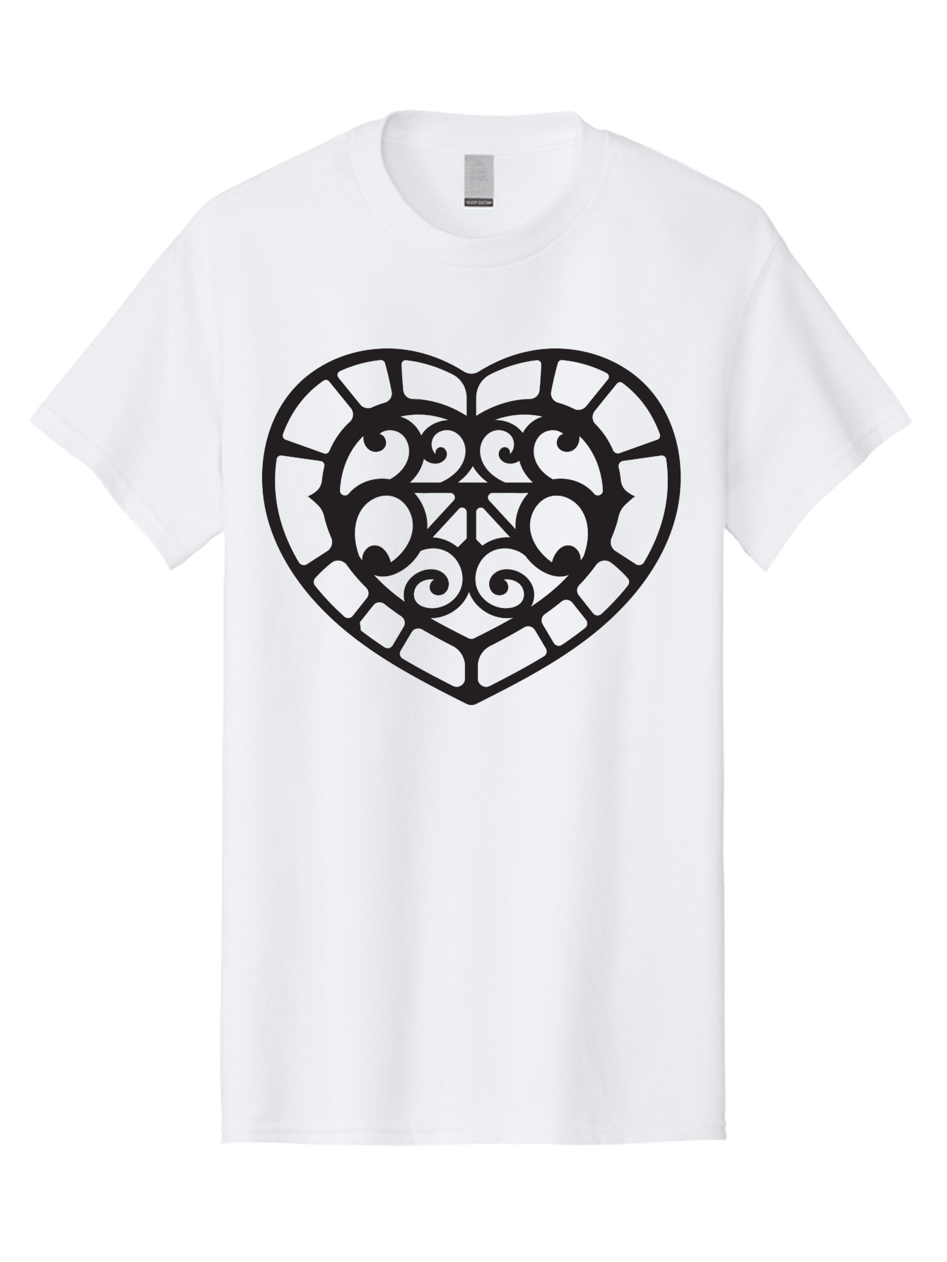 Tricolor-Heart Men'S Graphic Tee, 100% Cotton, Comfortable Casual Summer Wear, Machine Washable, Stained Glass Heart, Decorative Heart, Intricate Design, Swirling Patterns, Heart Shape, Love Symbol, Ornate Details, Glass Art, Heart Icon Aab301 7