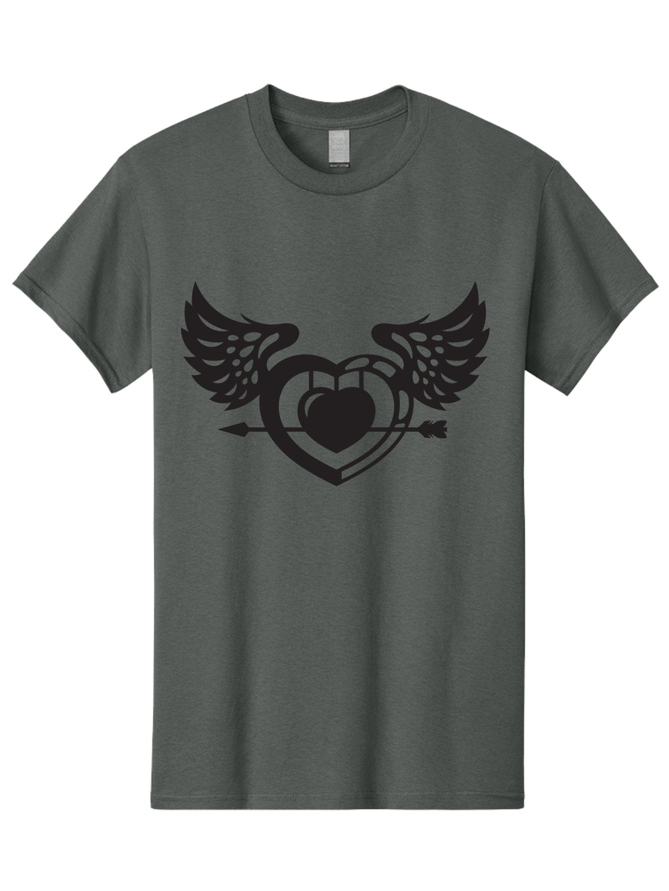 Winged-Heart Men'S Graphic Tee, 100% Cotton, Comfortable Casual Summer Wear, Machine Washable, Heart With Wings, Arrow Through Heart, Love Symbol, Cupid Inspiration, Heart Design, Winged Heart, Love Art, Valentines Day Theme, Heart With Arrow Aab304 14