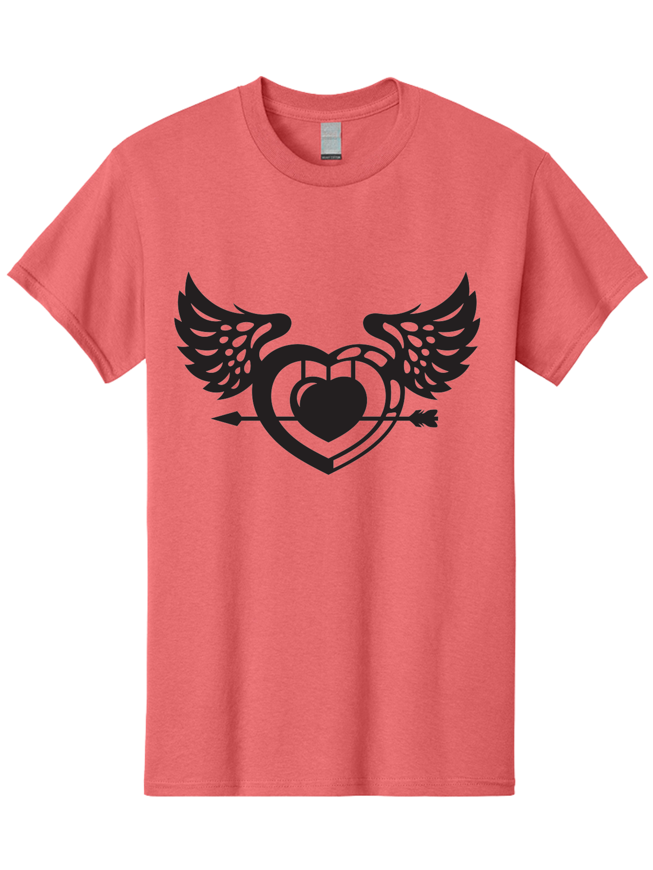 Winged-Heart Men'S Graphic Tee, 100% Cotton, Comfortable Casual Summer Wear, Machine Washable, Heart With Wings, Arrow Through Heart, Love Symbol, Cupid Inspiration, Heart Design, Winged Heart, Love Art, Valentines Day Theme, Heart With Arrow Aab304 25