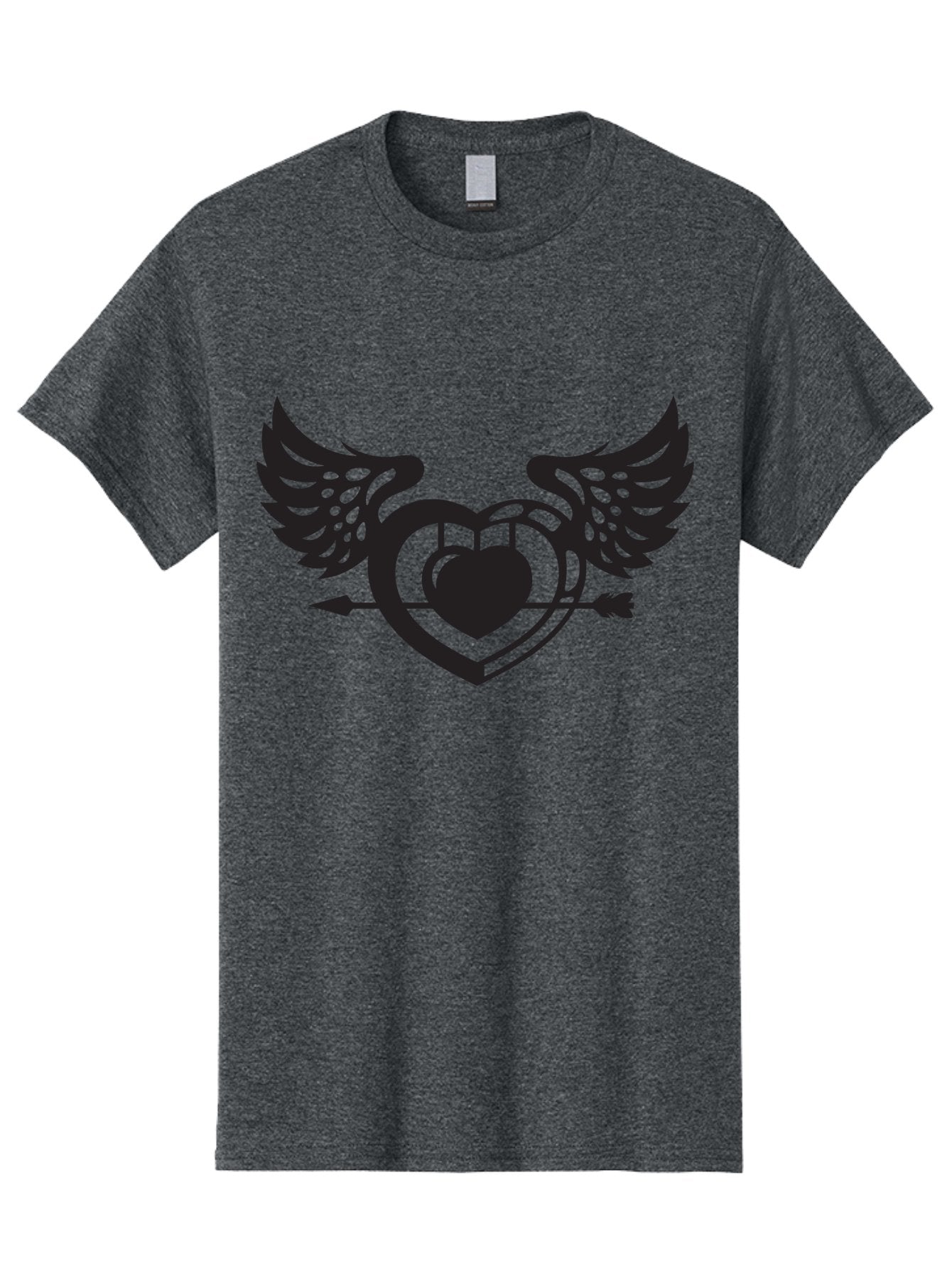 Winged-Heart Men'S Graphic Tee, 100% Cotton, Comfortable Casual Summer Wear, Machine Washable, Heart With Wings, Arrow Through Heart, Love Symbol, Cupid Inspiration, Heart Design, Winged Heart, Love Art, Valentines Day Theme, Heart With Arrow Aab304