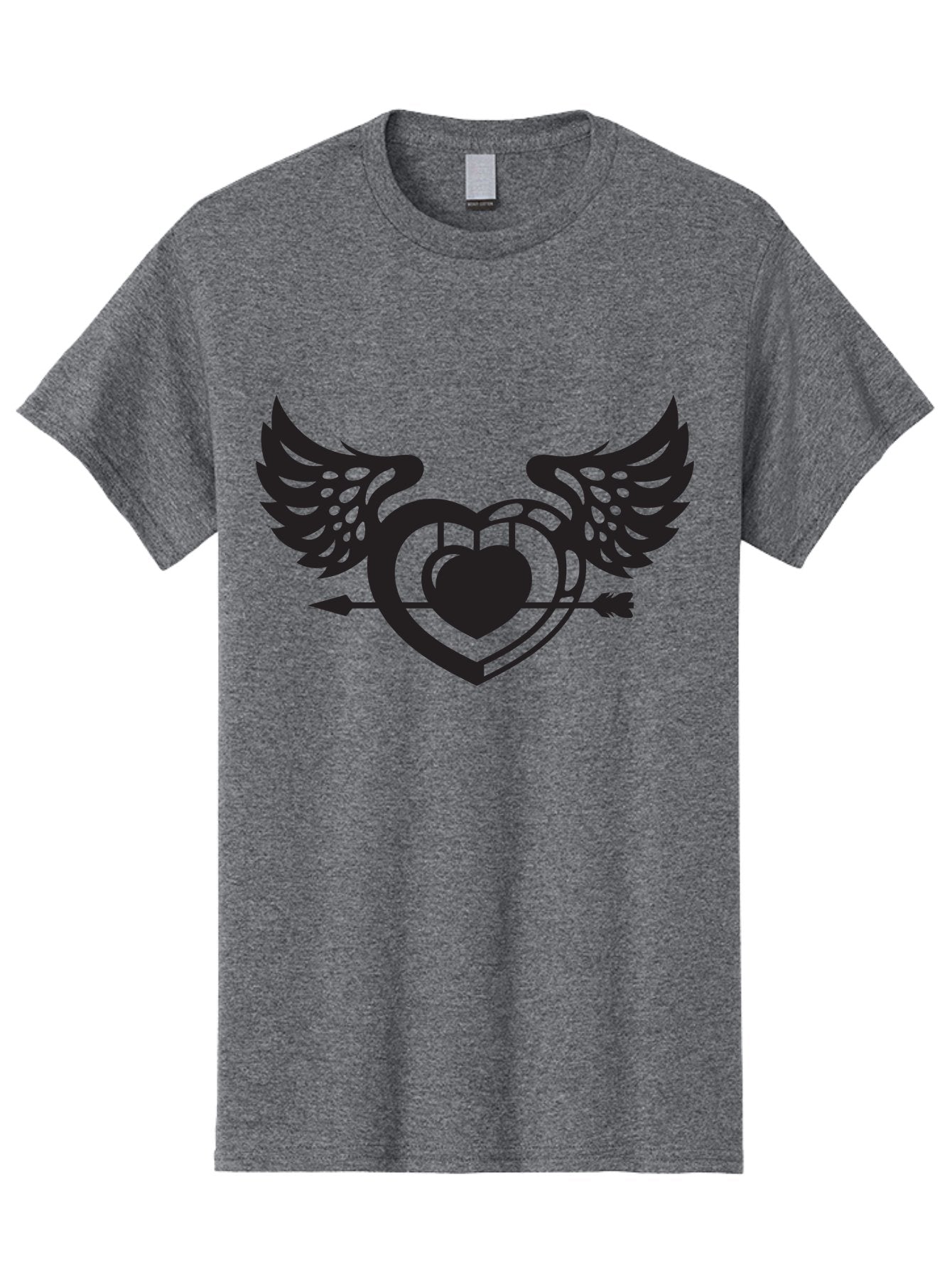 Winged-Heart Men'S Graphic Tee, 100% Cotton, Comfortable Casual Summer Wear, Machine Washable, Heart With Wings, Arrow Through Heart, Love Symbol, Cupid Inspiration, Heart Design, Winged Heart, Love Art, Valentines Day Theme, Heart With Arrow Aab304 12