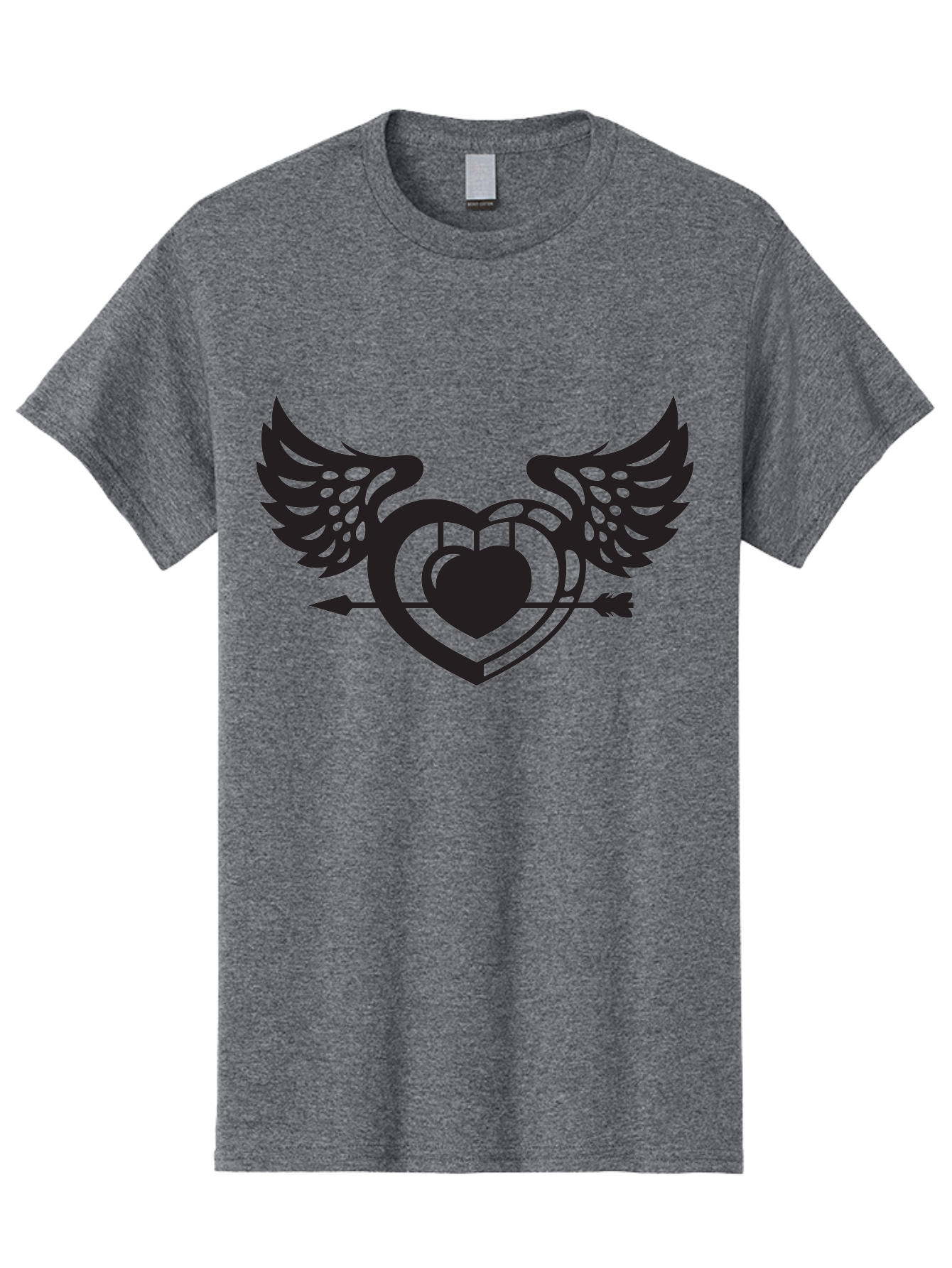 Winged-Heart Men'S Graphic Tee, 100% Cotton, Comfortable Casual Summer Wear, Machine Washable, Heart With Wings, Arrow Through Heart, Love Symbol, Cupid Inspiration, Heart Design, Winged Heart, Love Art, Valentines Day Theme, Heart With Arrow Aab304 5