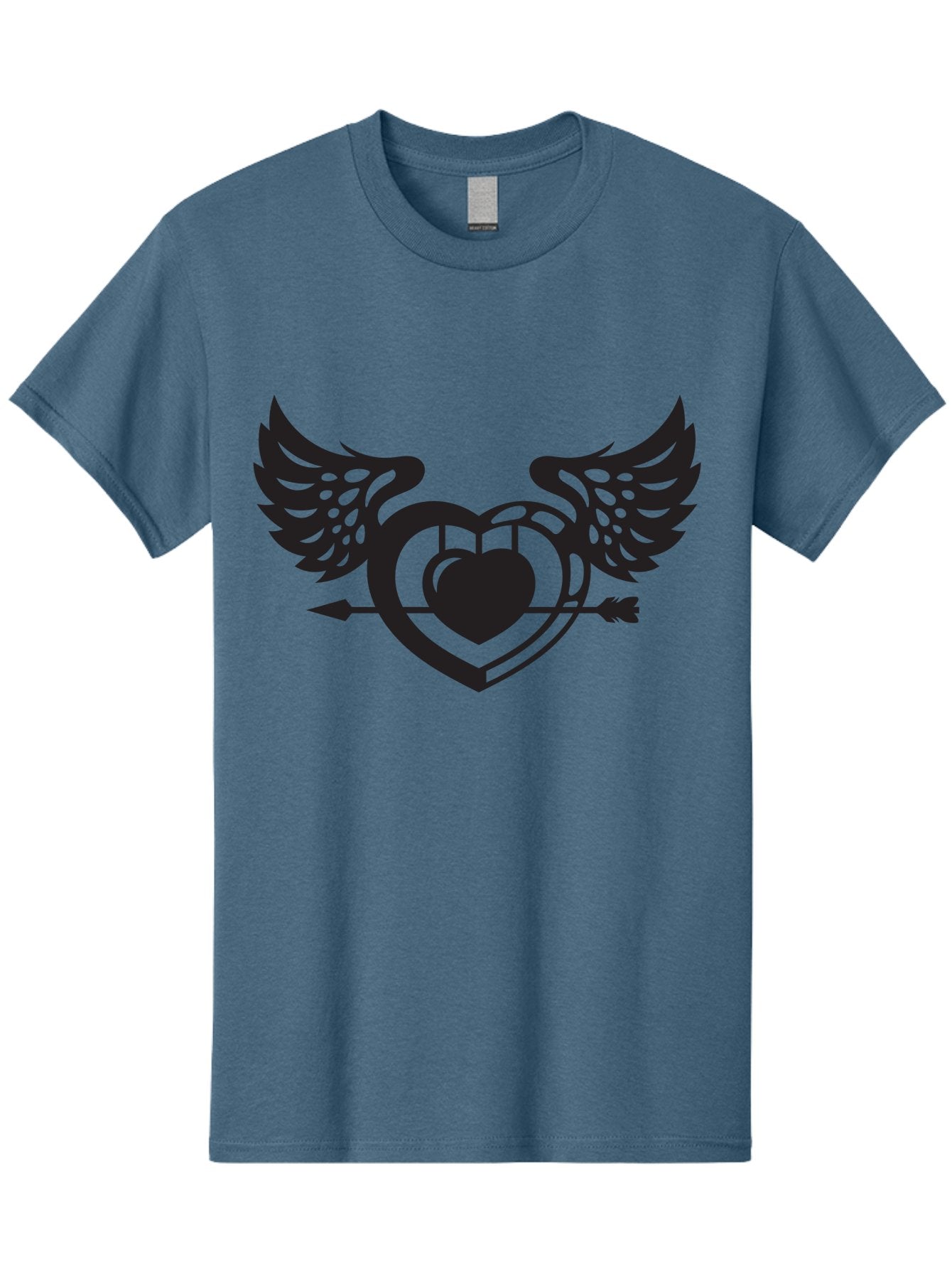 Winged-Heart Men'S Graphic Tee, 100% Cotton, Comfortable Casual Summer Wear, Machine Washable, Heart With Wings, Arrow Through Heart, Love Symbol, Cupid Inspiration, Heart Design, Winged Heart, Love Art, Valentines Day Theme, Heart With Arrow Aab304 15
