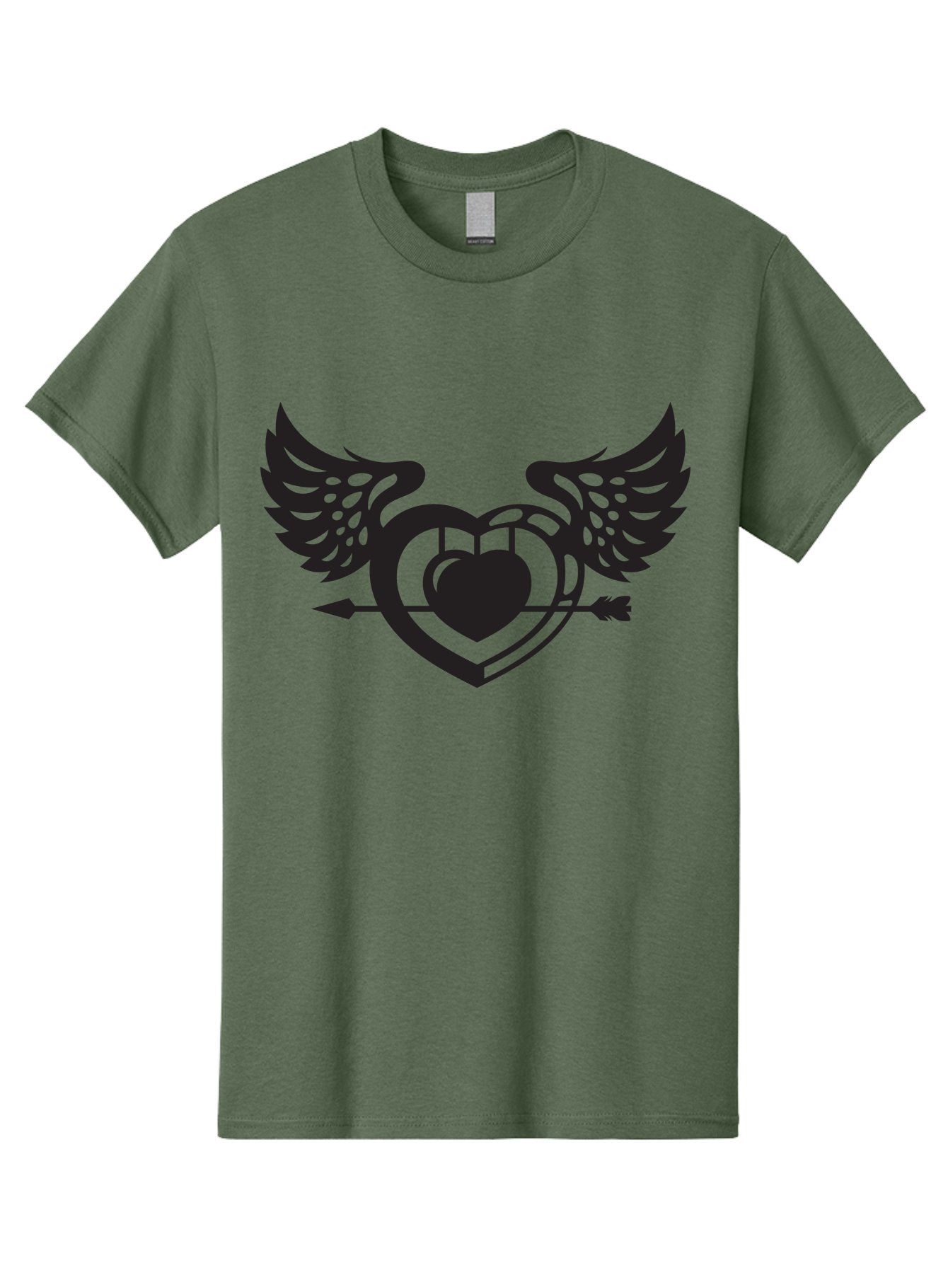 Winged-Heart Men'S Graphic Tee, 100% Cotton, Comfortable Casual Summer Wear, Machine Washable, Heart With Wings, Arrow Through Heart, Love Symbol, Cupid Inspiration, Heart Design, Winged Heart, Love Art, Valentines Day Theme, Heart With Arrow Aab304 3