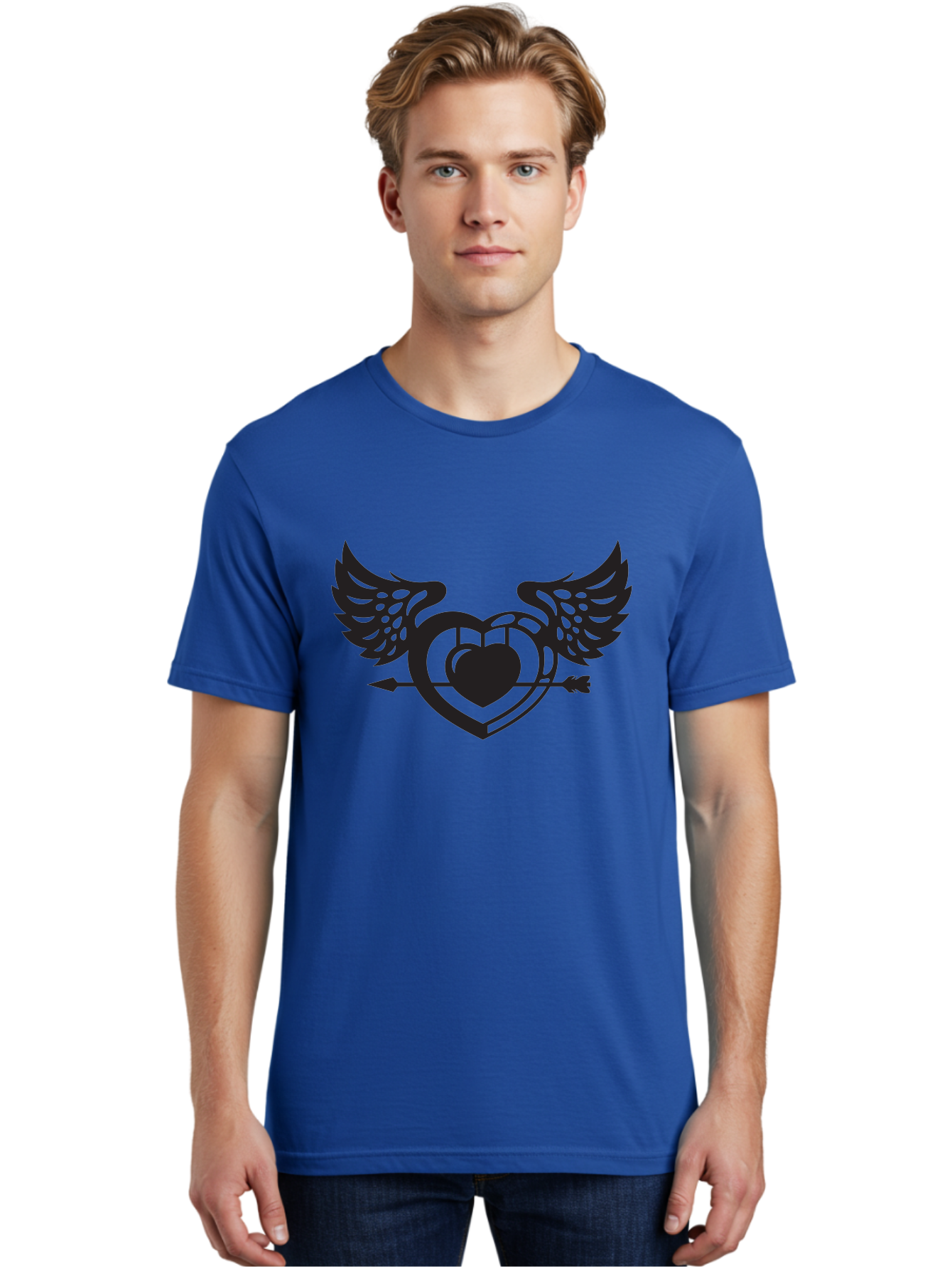 Winged-Heart Men'S Graphic Tee, 100% Cotton, Comfortable Casual Summer Wear, Machine Washable, Heart With Wings, Arrow Through Heart, Love Symbol, Cupid Inspiration, Heart Design, Winged Heart, Love Art, Valentines Day Theme, Heart With Arrow Aab304 22