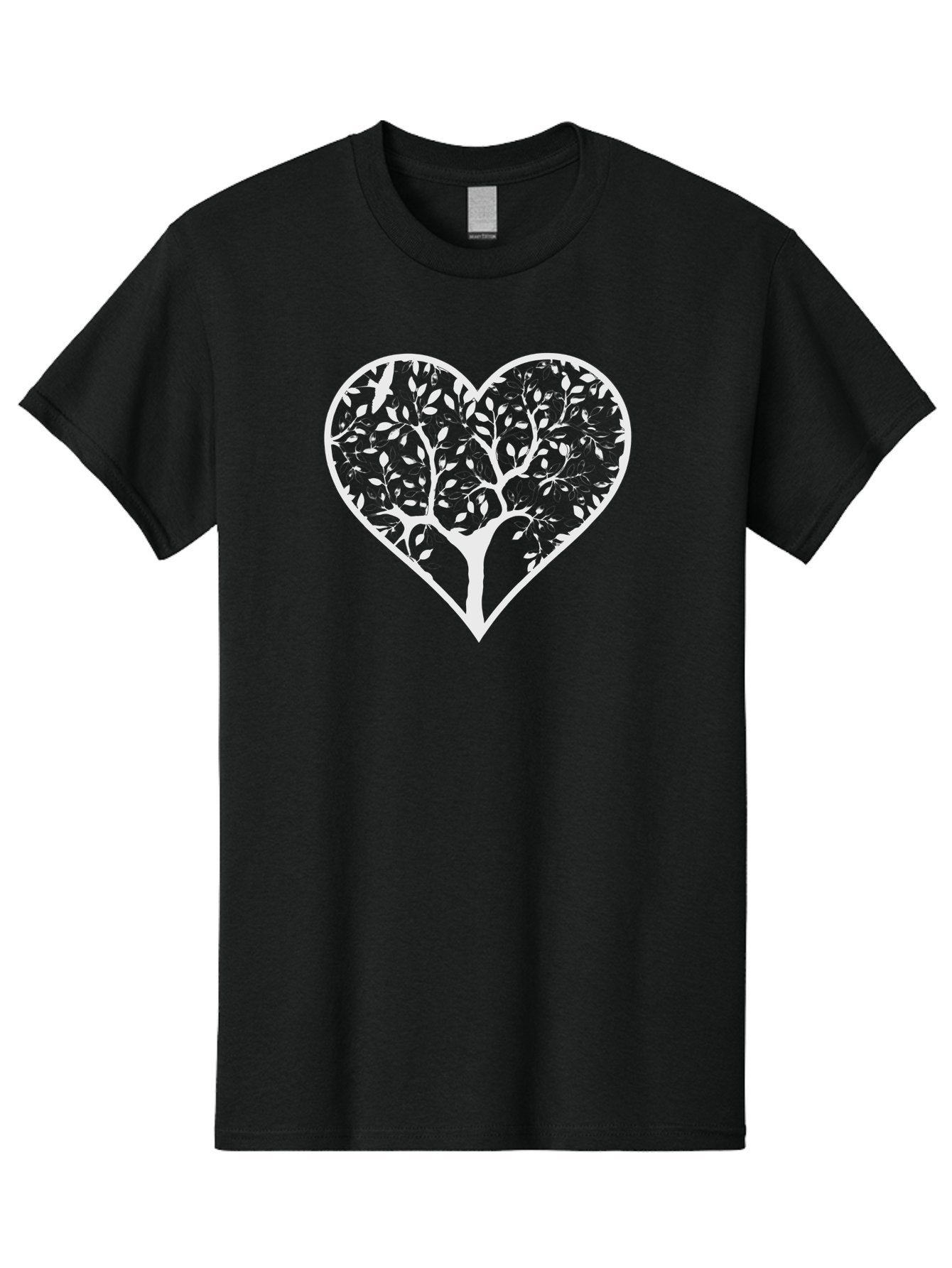 Tree-In-Heart Men'S Graphic Tee, 100% Cotton, Comfortable Casual Summer Wear, Machine Washable, Heart Shaped Tree, Leafy Branches, Symbolic Illustration, Minimalist Design, Love And Nature, Eco Friendly Art, Tree Of Life, Heart Outline Aab305 14