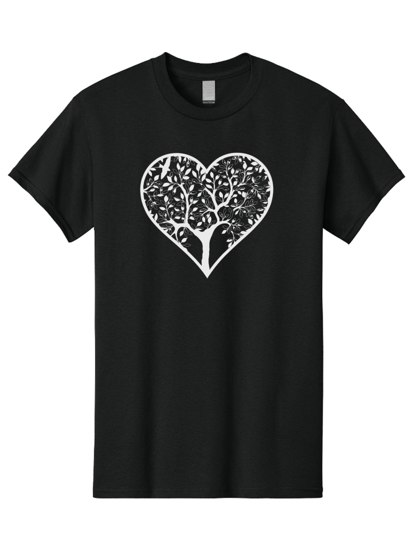 Tree-In-Heart Men'S Graphic Tee, 100% Cotton, Comfortable Casual Summer Wear, Machine Washable, Heart Shaped Tree, Leafy Branches, Symbolic Illustration, Minimalist Design, Love And Nature, Eco Friendly Art, Tree Of Life, Heart Outline Aab305 3