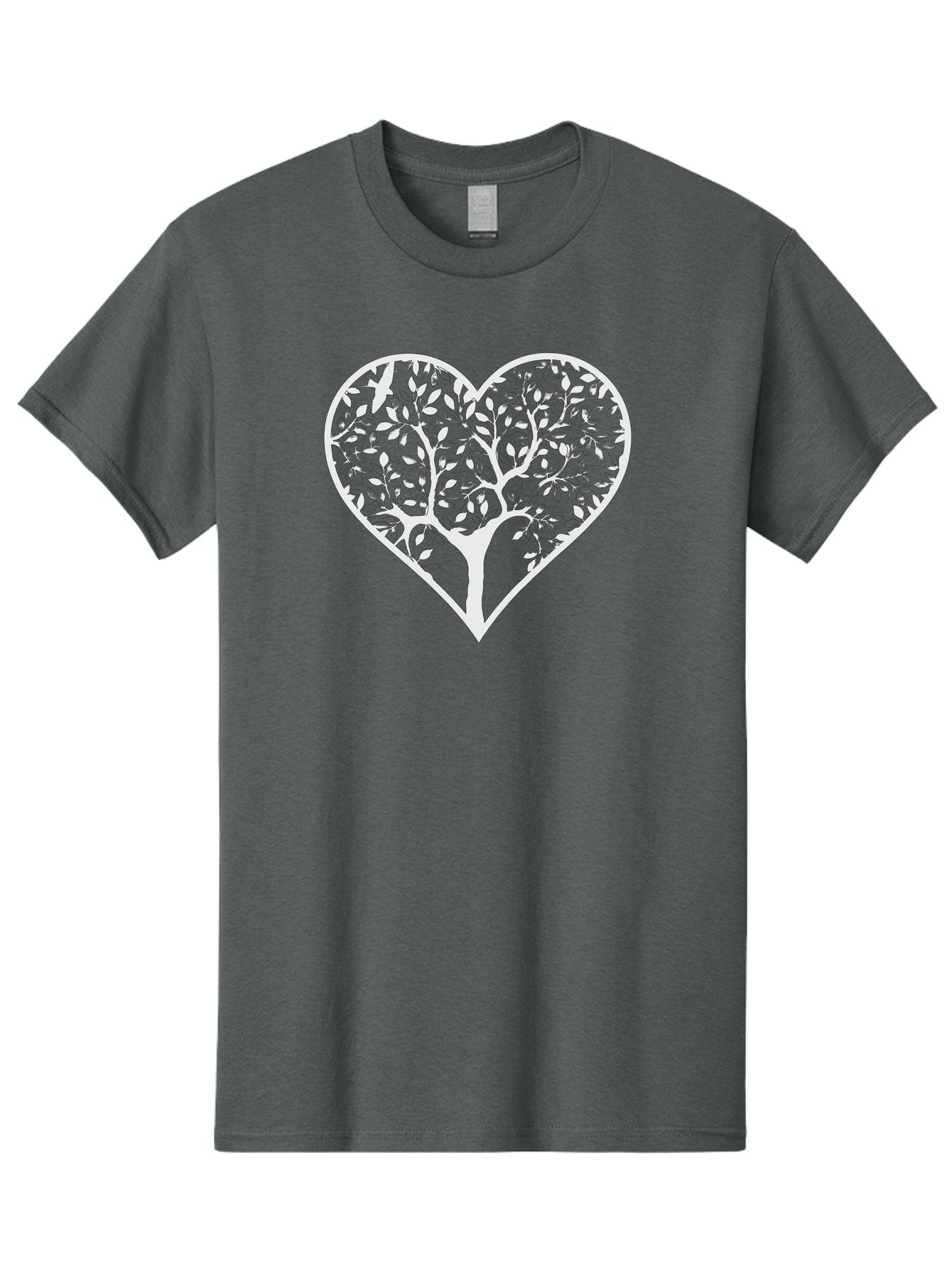 Tree-In-Heart Men'S Graphic Tee, 100% Cotton, Comfortable Casual Summer Wear, Machine Washable, Heart Shaped Tree, Leafy Branches, Symbolic Illustration, Minimalist Design, Love And Nature, Eco Friendly Art, Tree Of Life, Heart Outline Aab305 8