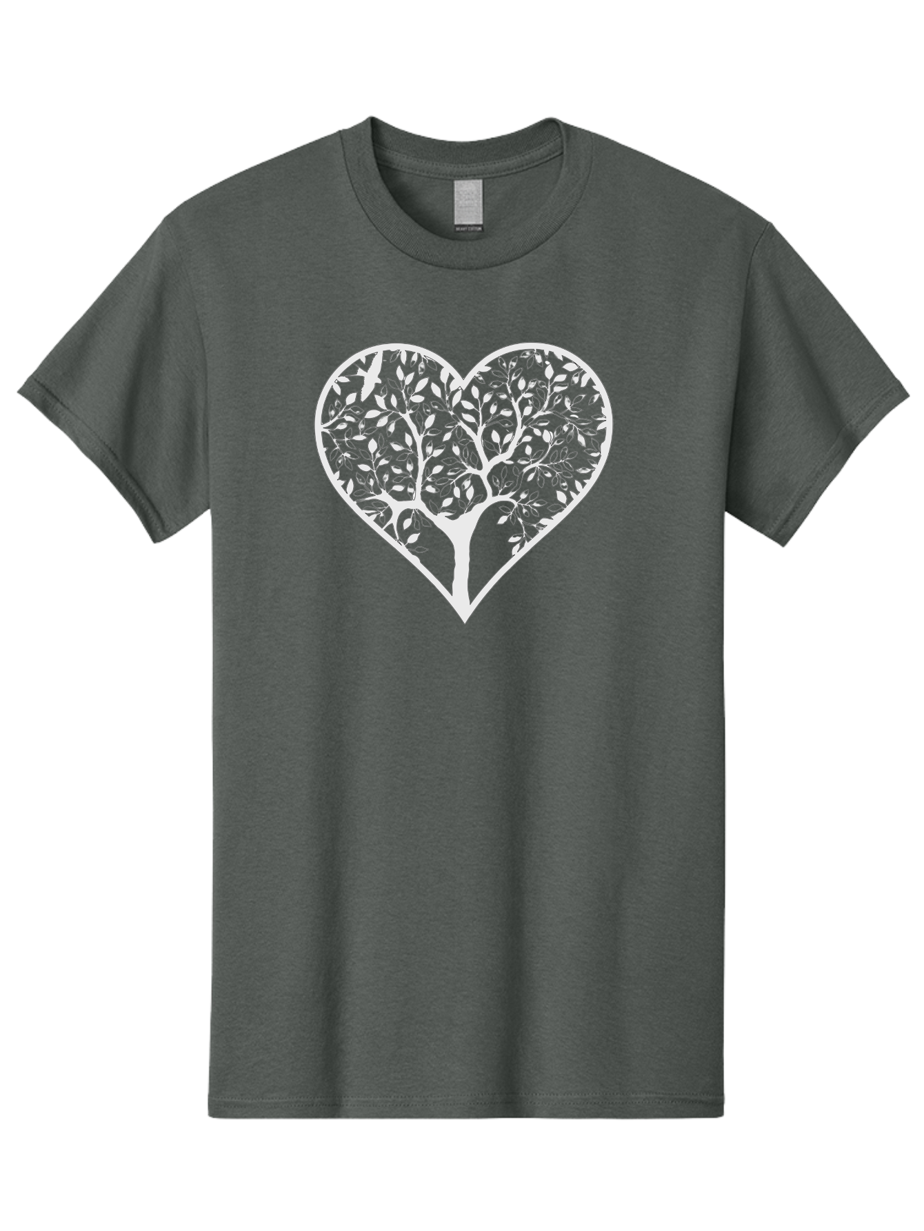 Tree-In-Heart Men'S Graphic Tee, 100% Cotton, Comfortable Casual Summer Wear, Machine Washable, Heart Shaped Tree, Leafy Branches, Symbolic Illustration, Minimalist Design, Love And Nature, Eco Friendly Art, Tree Of Life, Heart Outline Aab305 11