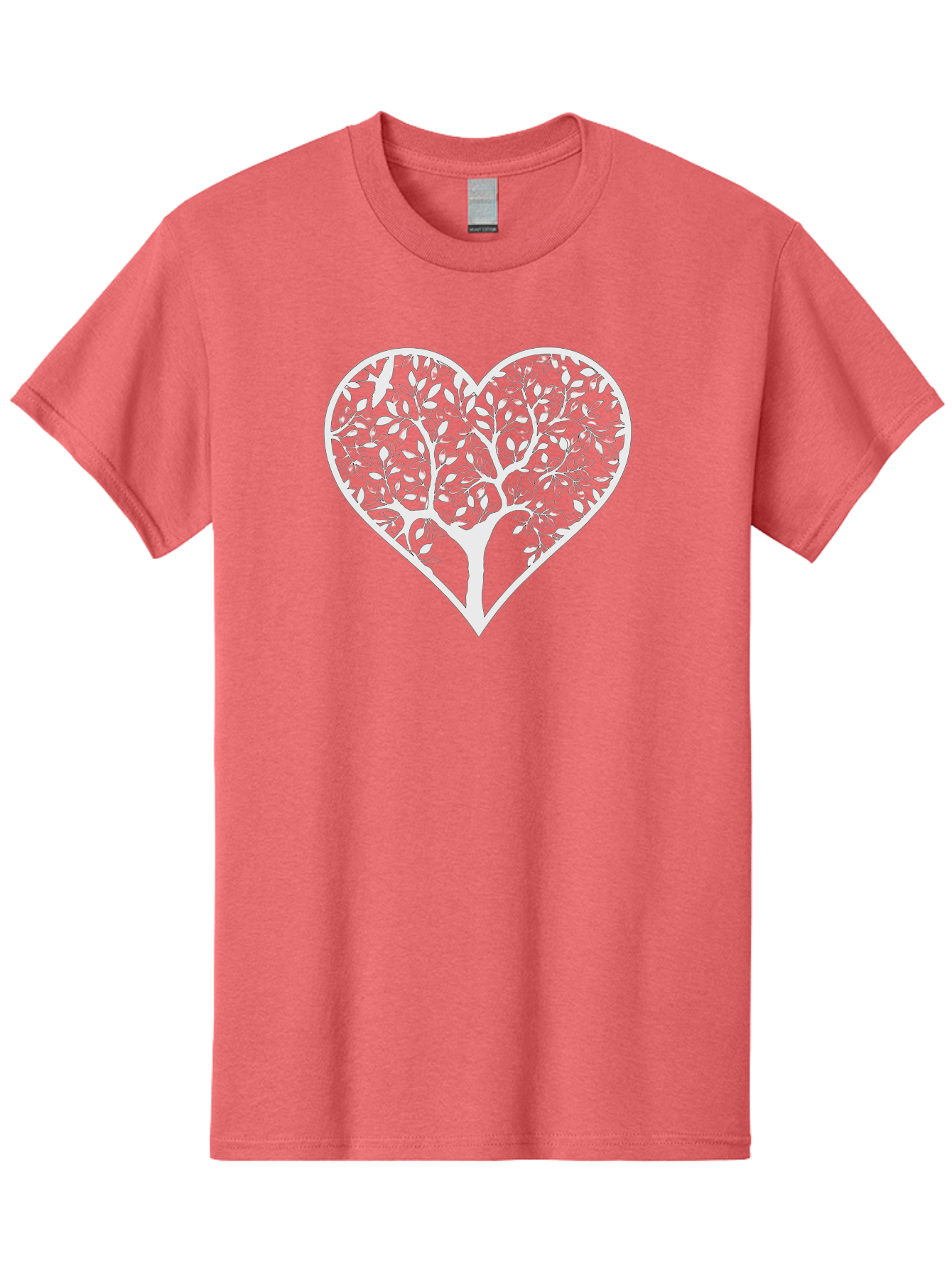 Tree-In-Heart Men'S Graphic Tee, 100% Cotton, Comfortable Casual Summer Wear, Machine Washable, Heart Shaped Tree, Leafy Branches, Symbolic Illustration, Minimalist Design, Love And Nature, Eco Friendly Art, Tree Of Life, Heart Outline Aab305 19