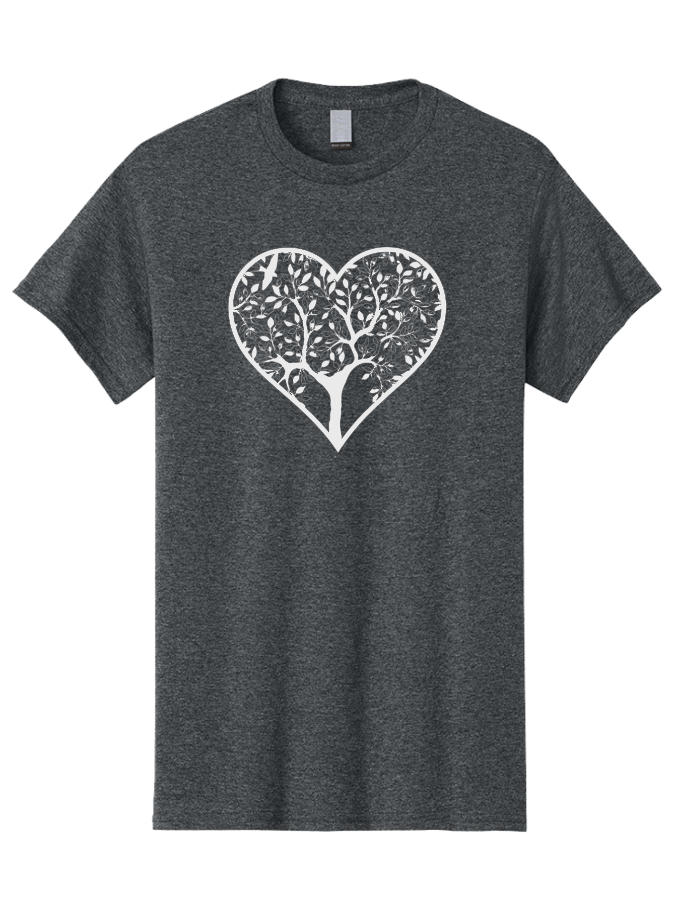 Tree-In-Heart Men'S Graphic Tee, 100% Cotton, Comfortable Casual Summer Wear, Machine Washable, Heart Shaped Tree, Leafy Branches, Symbolic Illustration, Minimalist Design, Love And Nature, Eco Friendly Art, Tree Of Life, Heart Outline Aab305 15